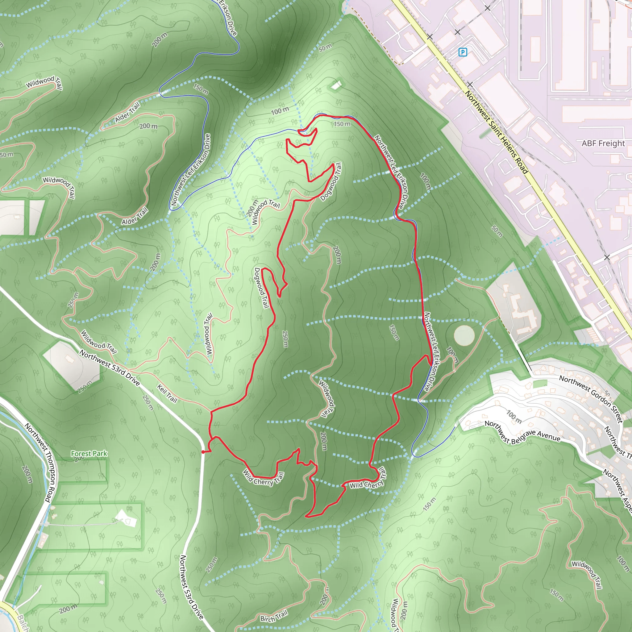 Wild Cherry - Northwest Leif Erikson - Dogwood Loop Trail mobile static map