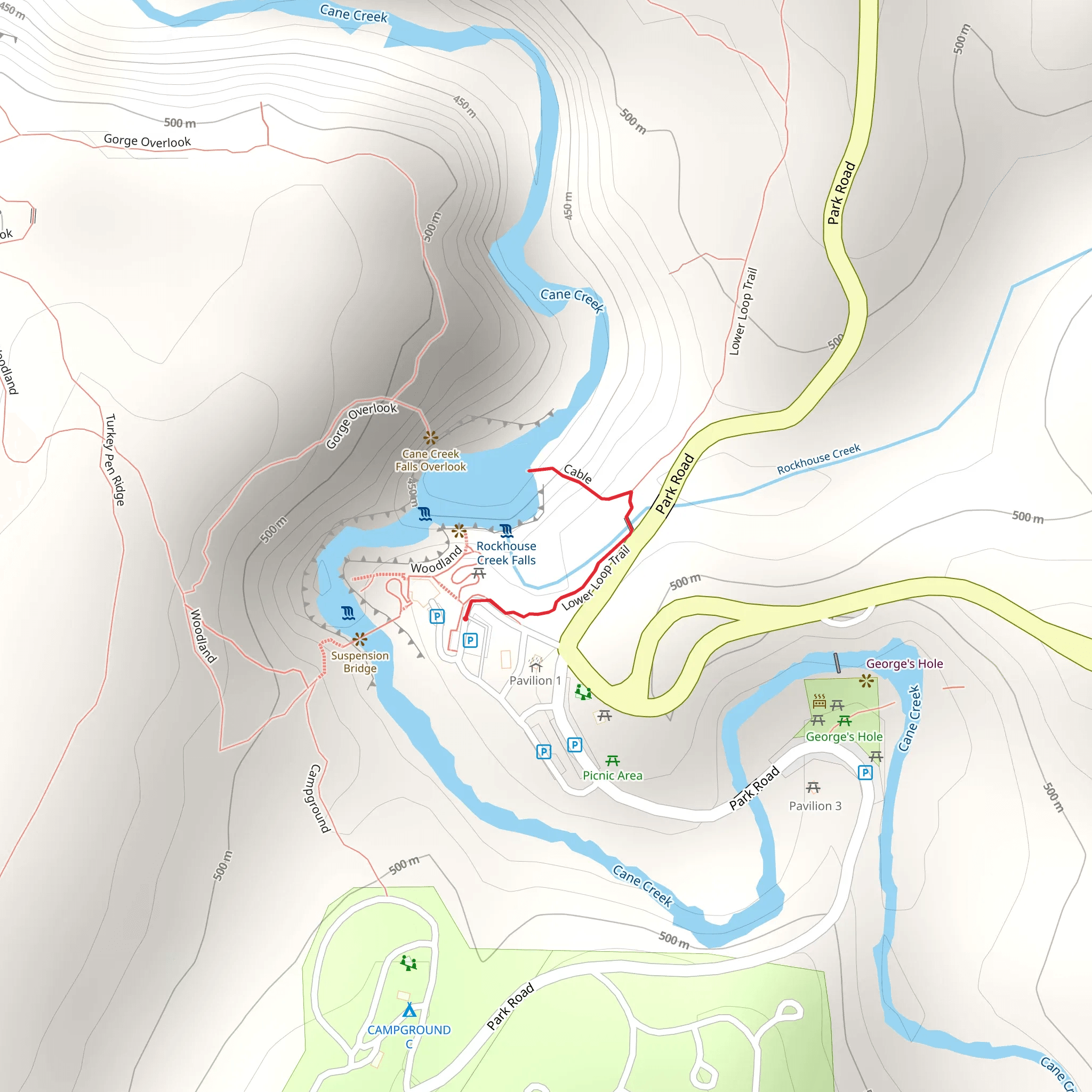 Rockhouse Creek via Lower Trail mobile static map