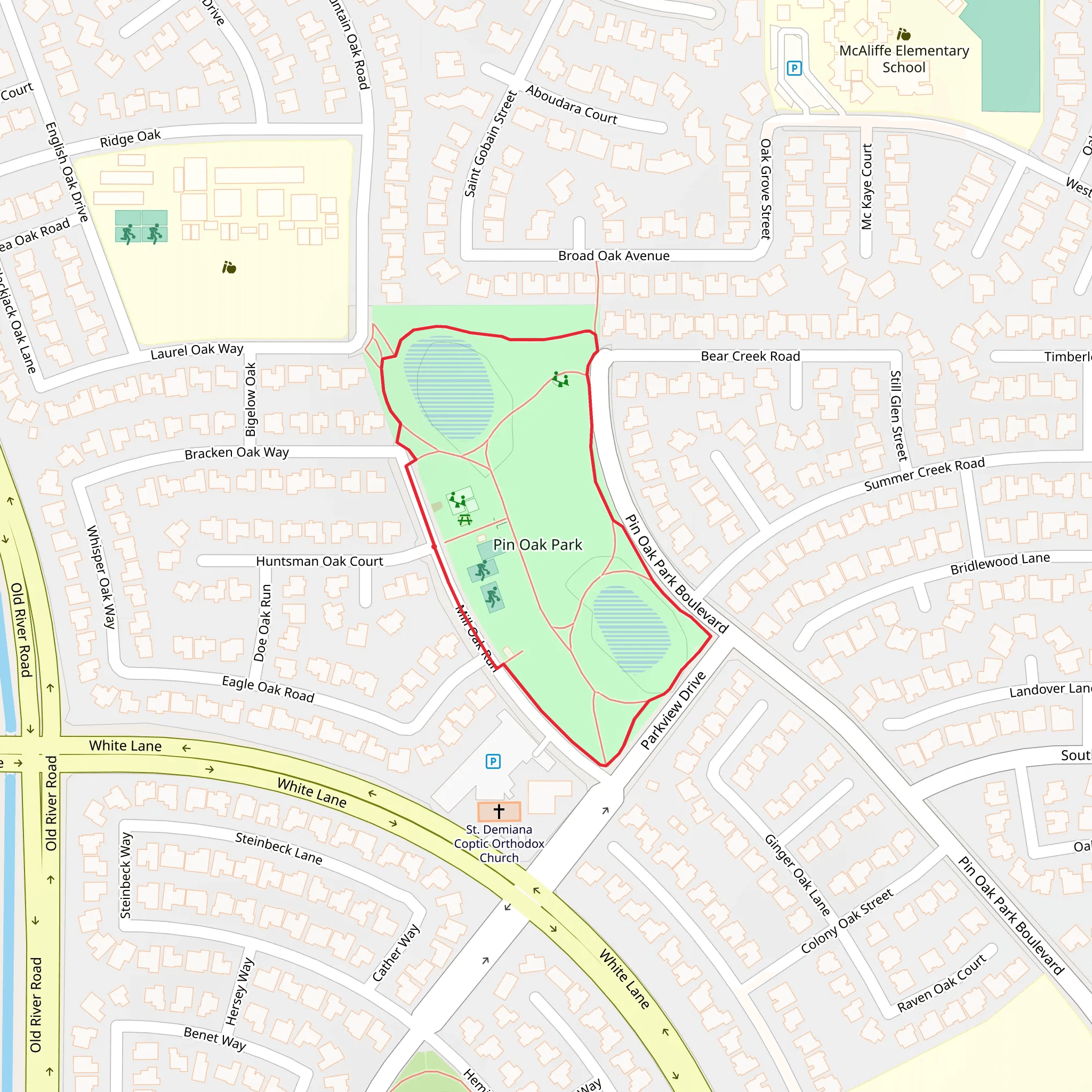 Pin Oak Park Loop mobile static map