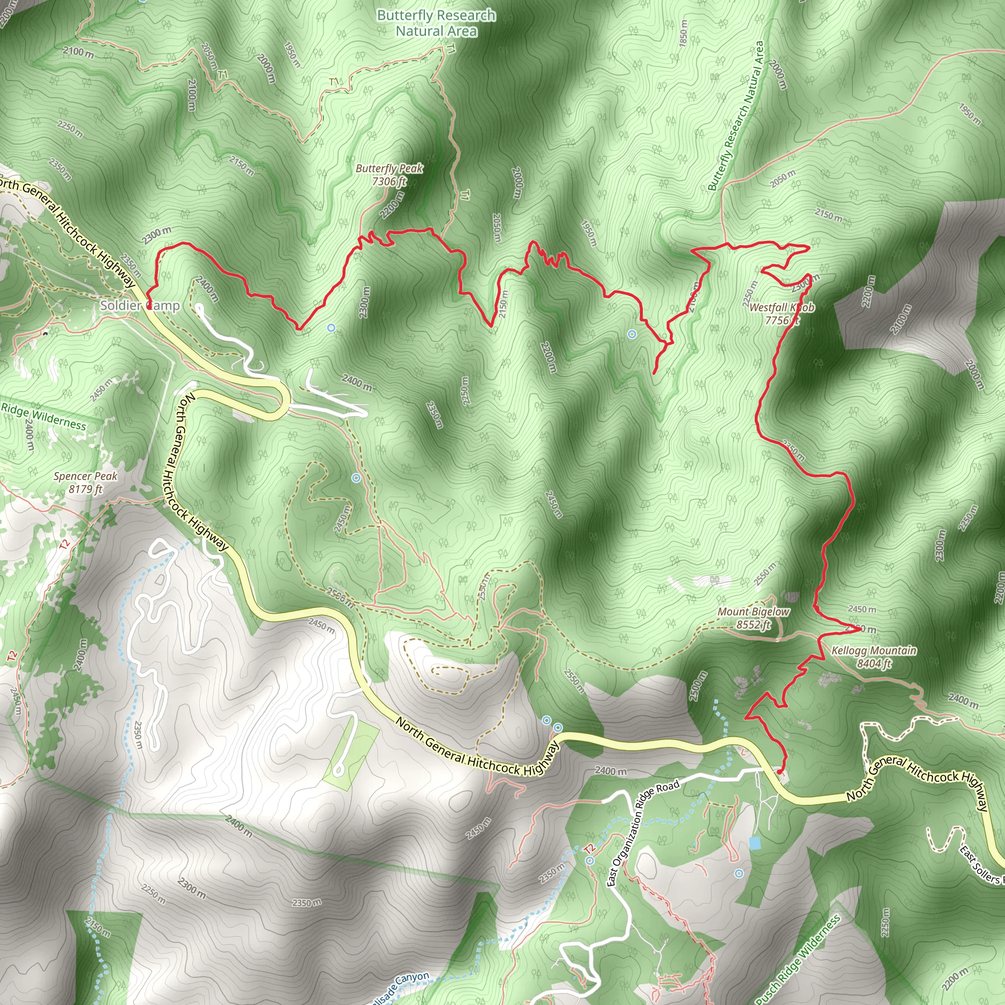 Butterfly Trail and Westfall Knob Trail mobile static map