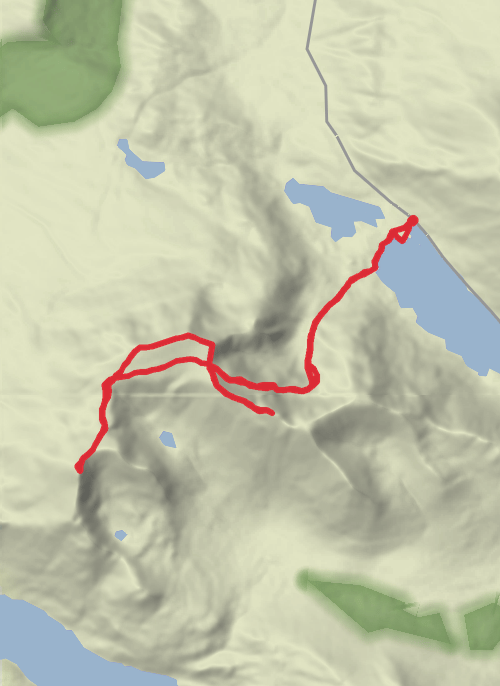 Mweelrea from Doo Lough with visits to BenBury and Ben Lugmore mobile static map