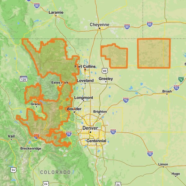 Arapaho and Roosevelt National Forests mobile static map