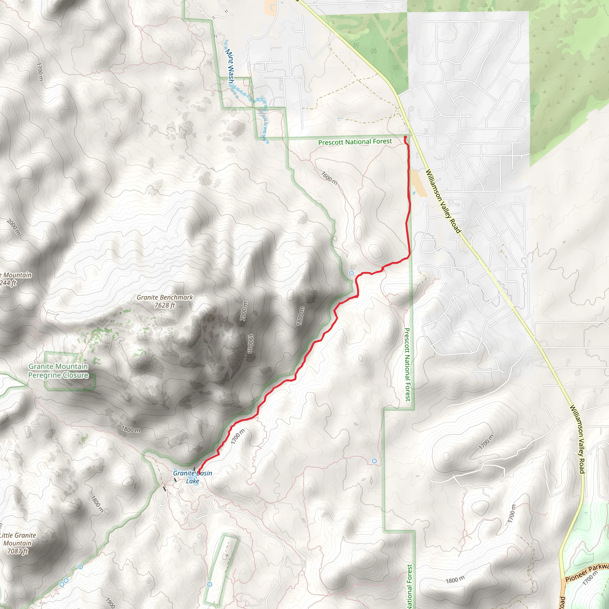 Granite Basin Lake via N Skyline Drive mobile static map