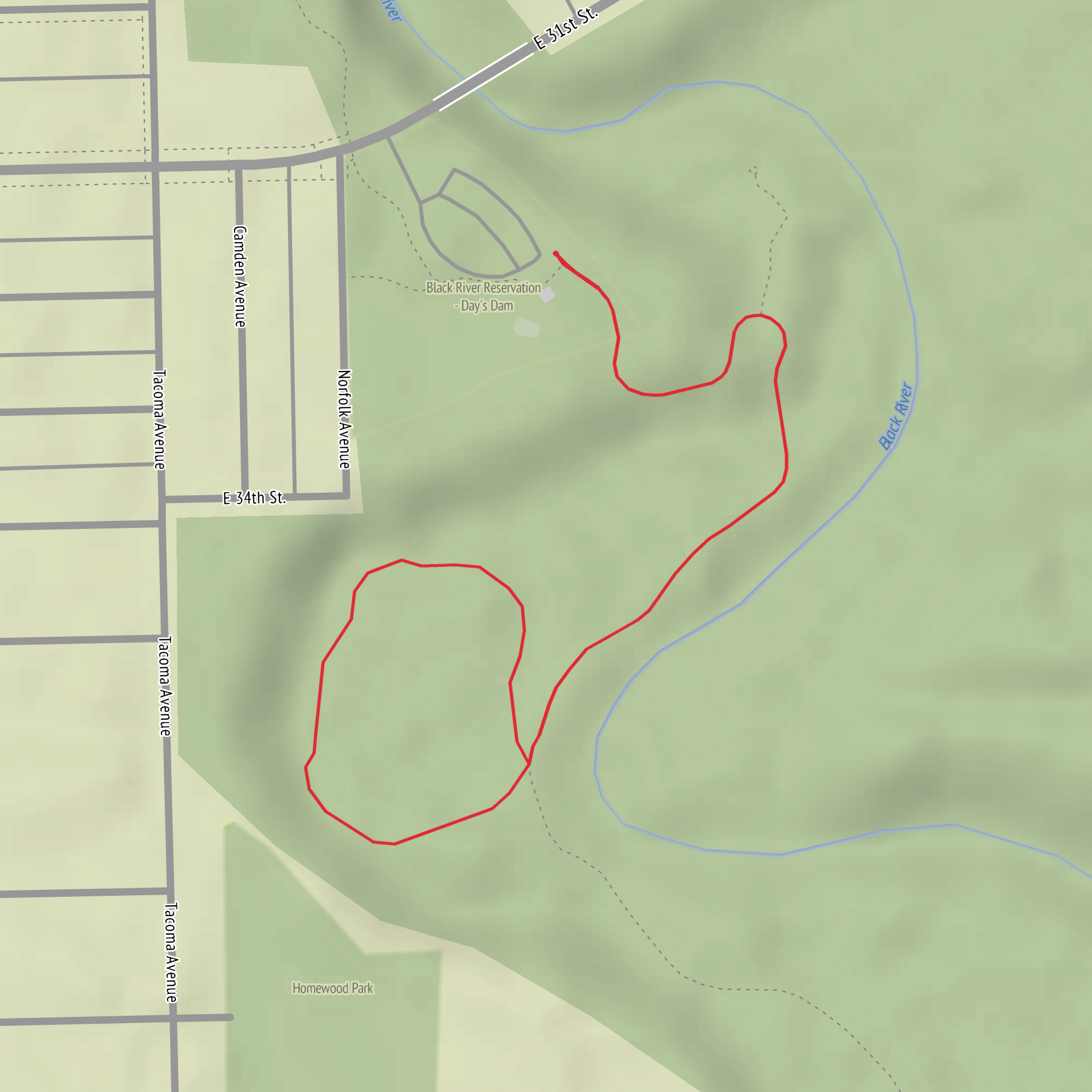 Day's Dam Fall via Bridgeway Trail mobile static map