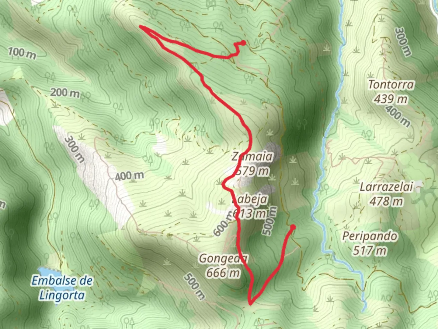 An image depicting the trail Route of Mines and Seles - Zamaia PR BI 100 - 2 and its surrounding area.