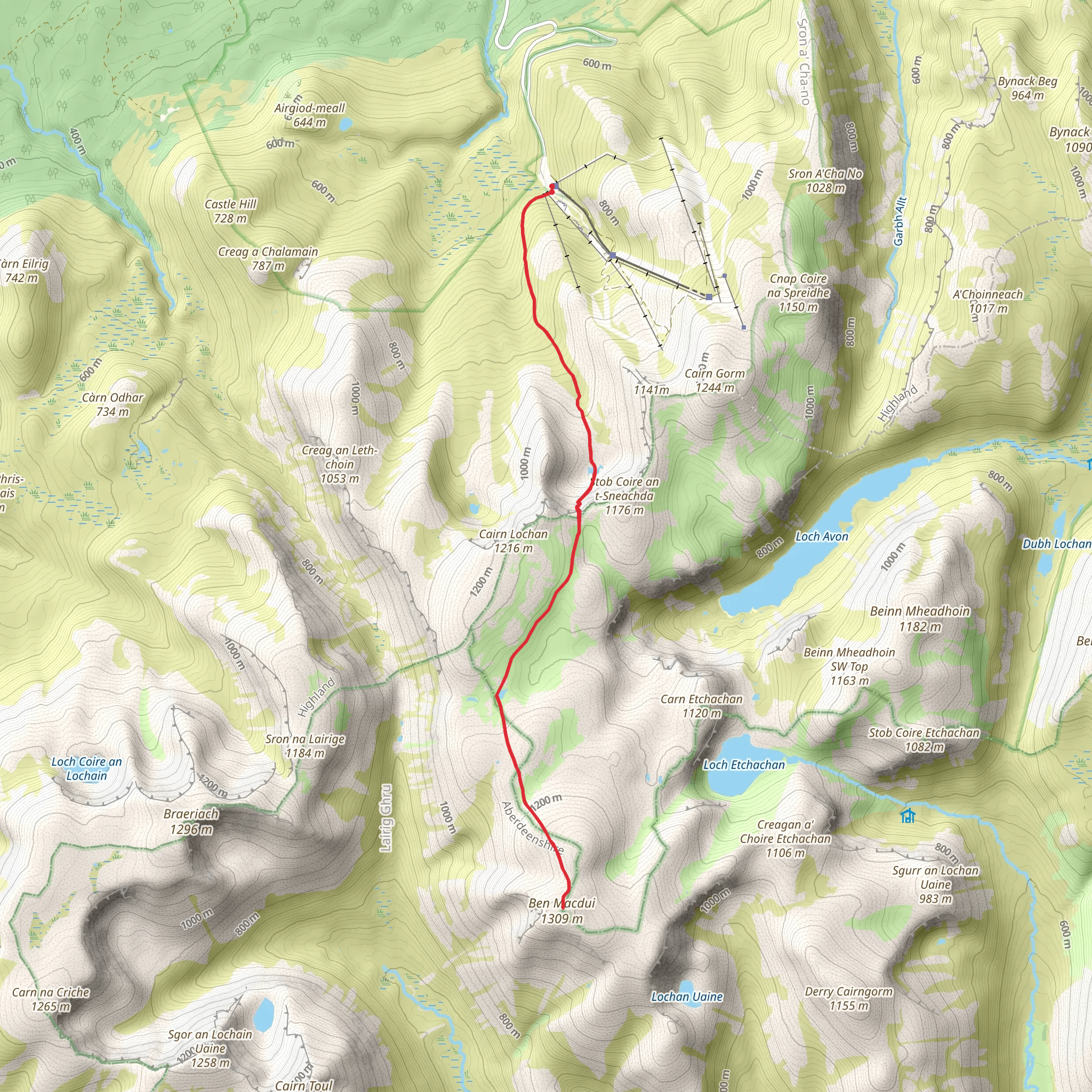 Ben Macdui and Coire an t-Sneachda From Base Station mobile static map
