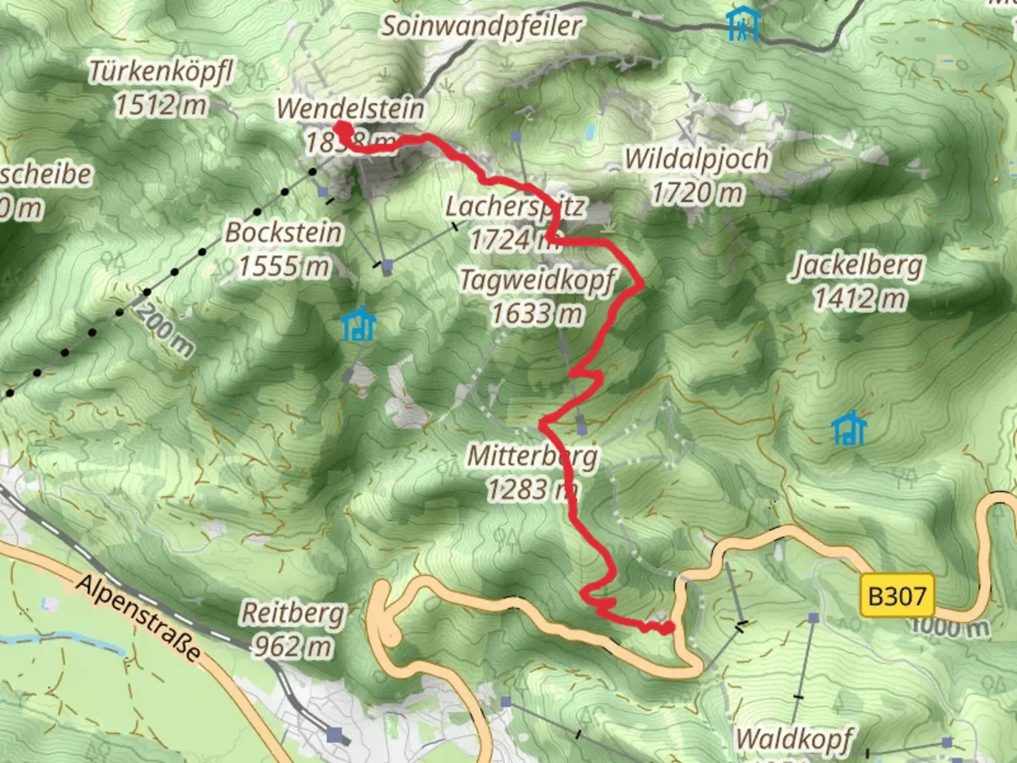 An image depicting the trail Zeller Scharte and Wendelstein via Sudelfeld Passhoehe and its surrounding area.