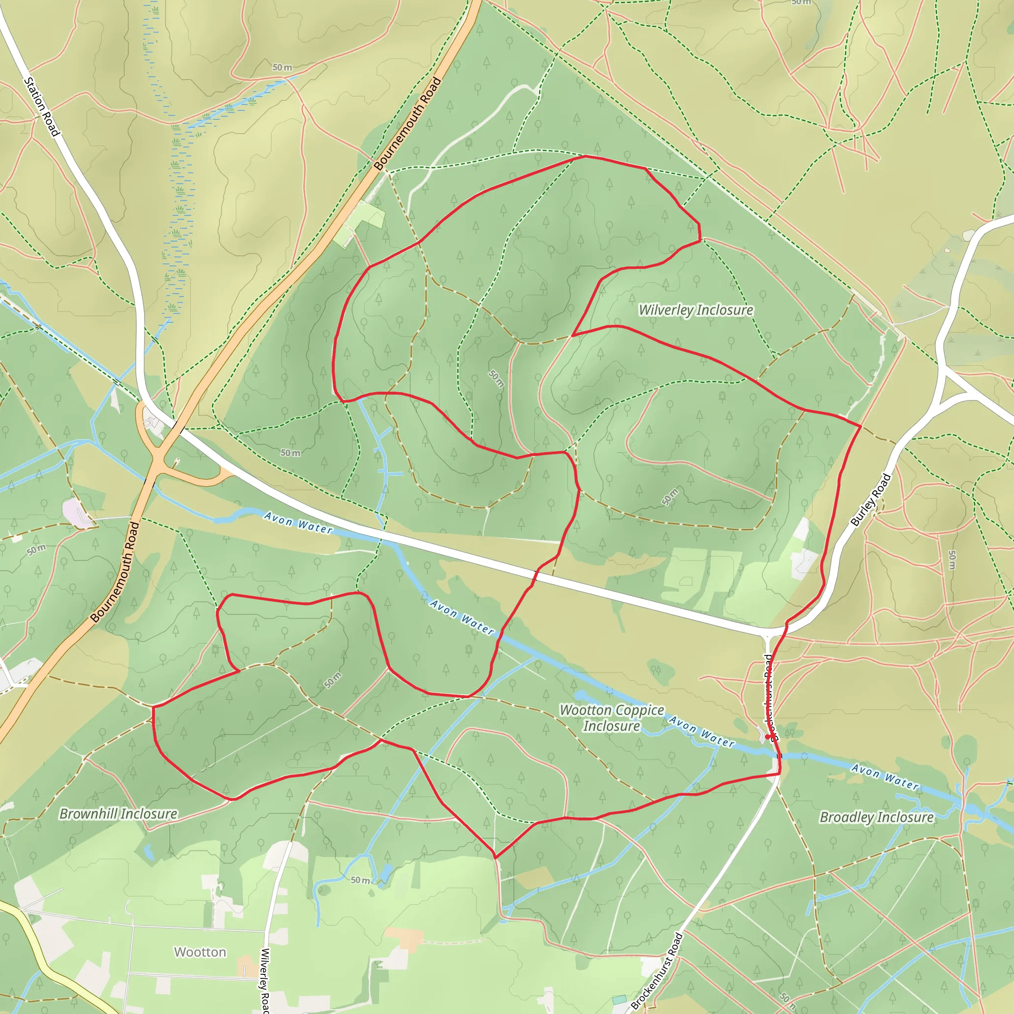 Brownhill Inclosure and Wiverley Inclosure Loop mobile static map