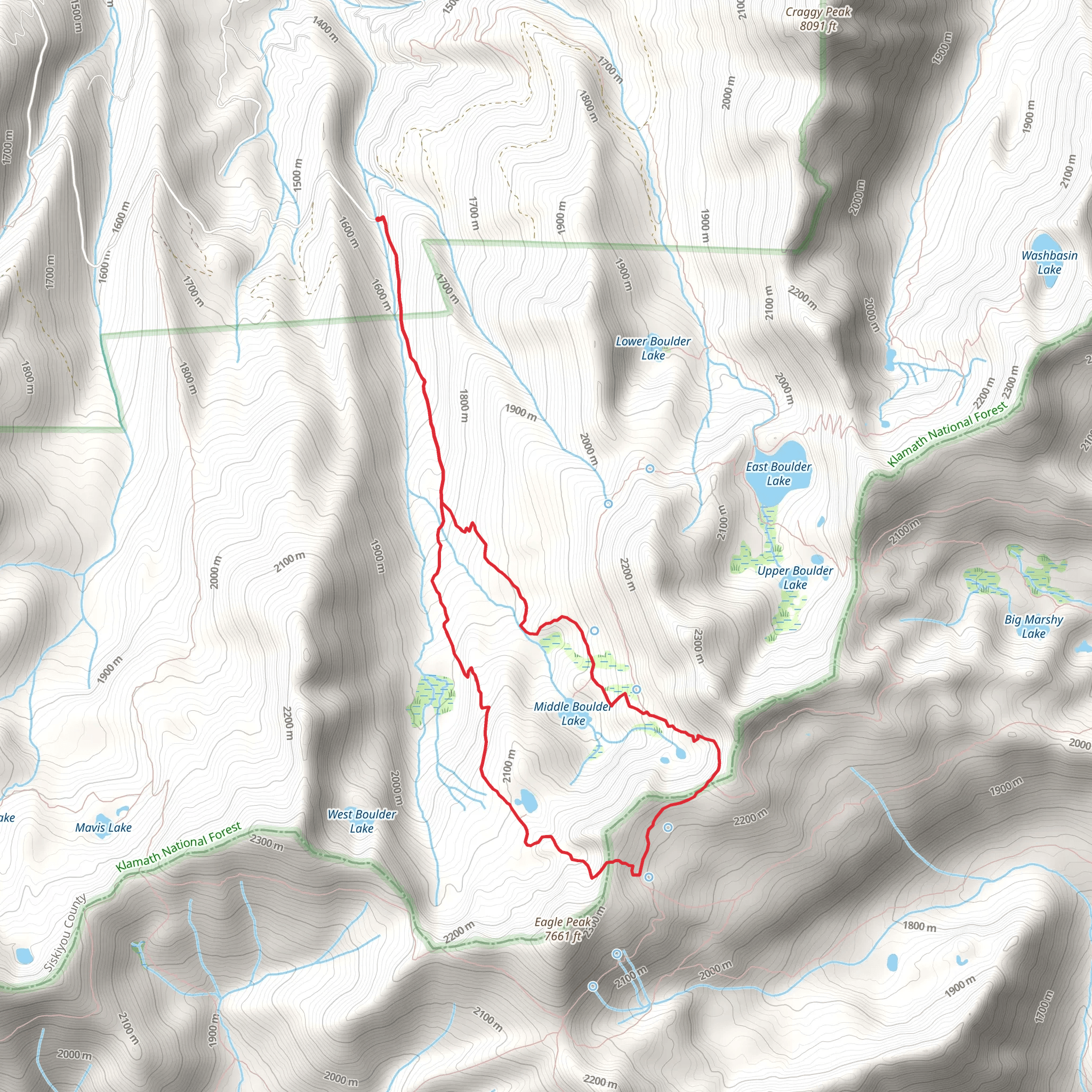 Middle Boulder and Telephone Lake Loop Trail mobile static map