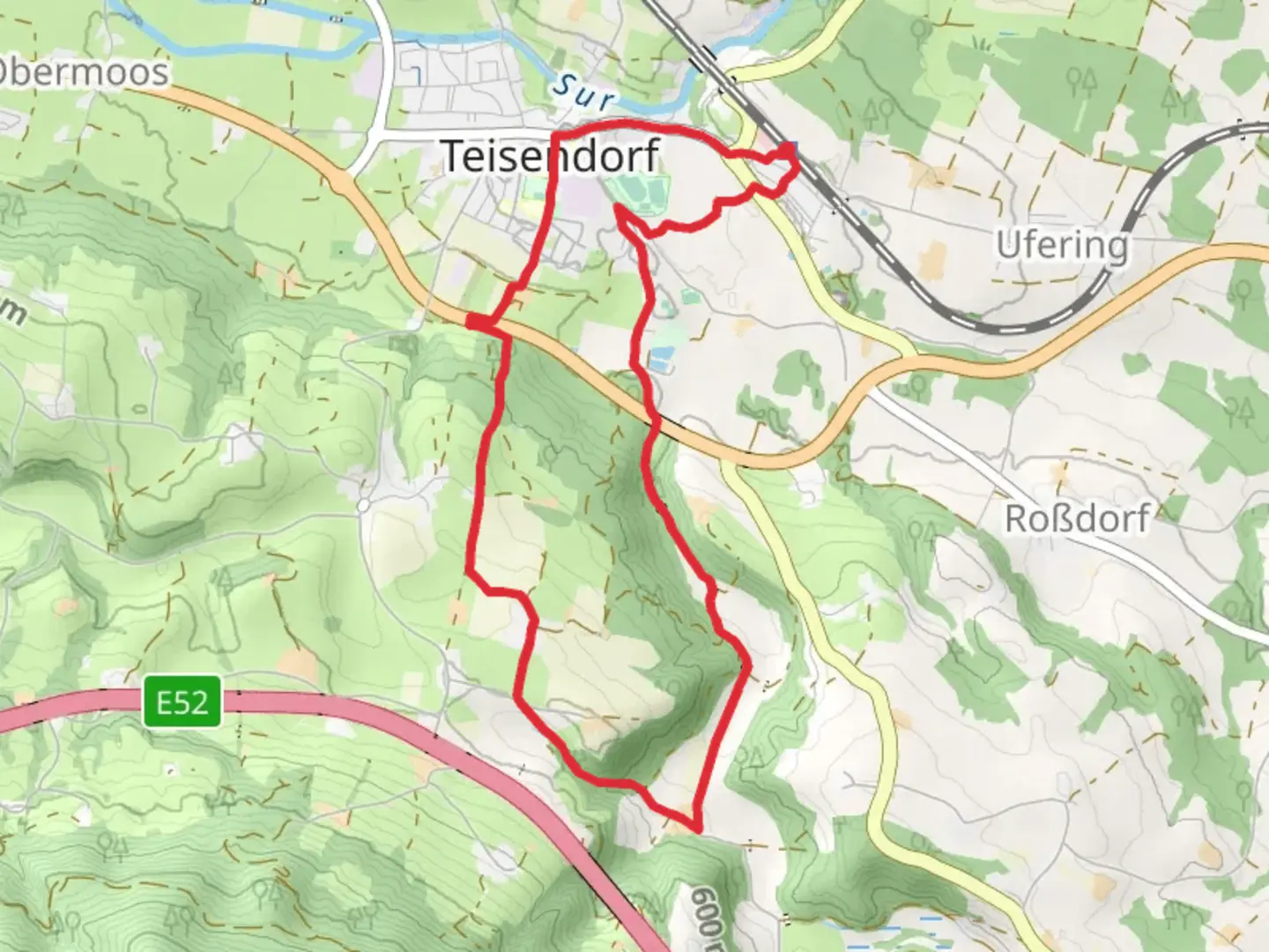 An image depicting the trail Bergler Weg and its surrounding area.