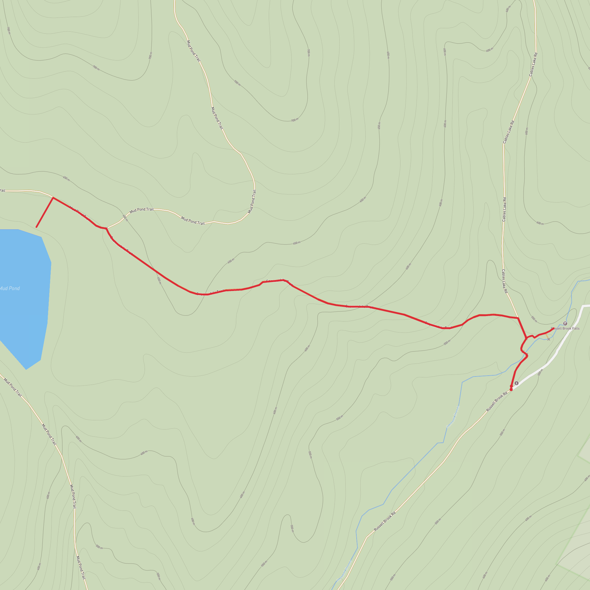 Mud Pond Trail via Russell Brook Road mobile static map