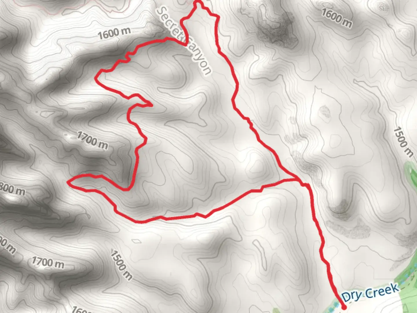 An image depicting the trail HS Canyon and Secret Canyon Loop Trail and its surrounding area.