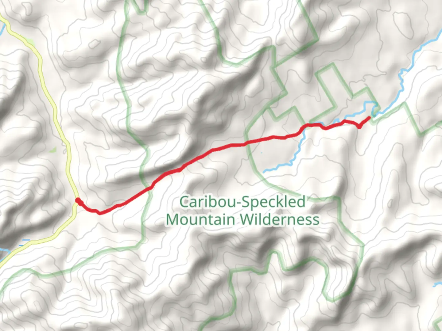 An image depicting the trail Haystack Notch Trail Out and Back and its surrounding area.