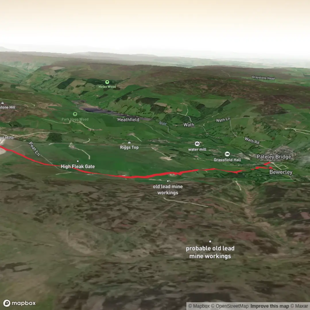 An image depicting the trail Pateley Bridge - The Coldstones Cuts and its surrounding area.