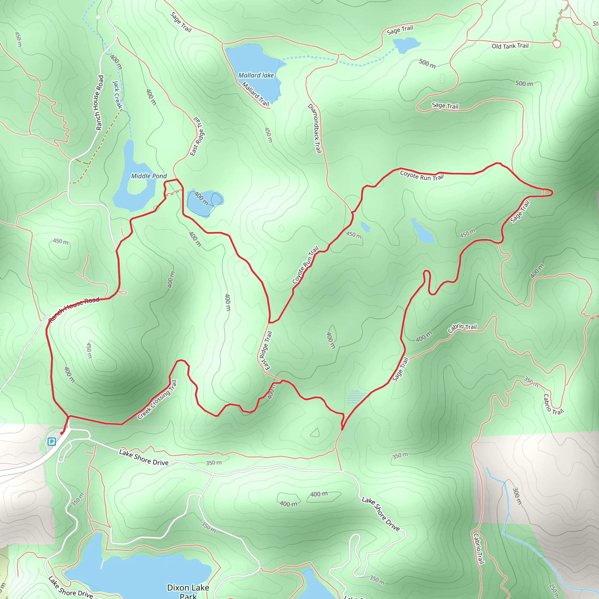 Middle Pond, East Ridge and Sage Loop Trail mobile static map