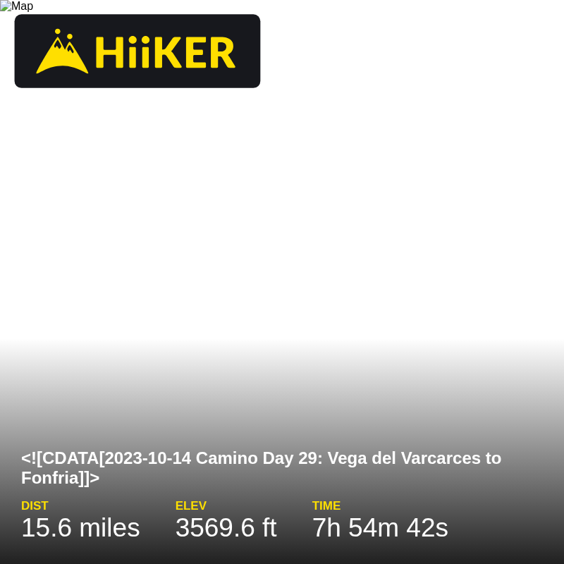 A map preview of the recording <![CDATA[2023-10-14 Camino Day 29: Vega del Varcarces to Fonfria]]>.