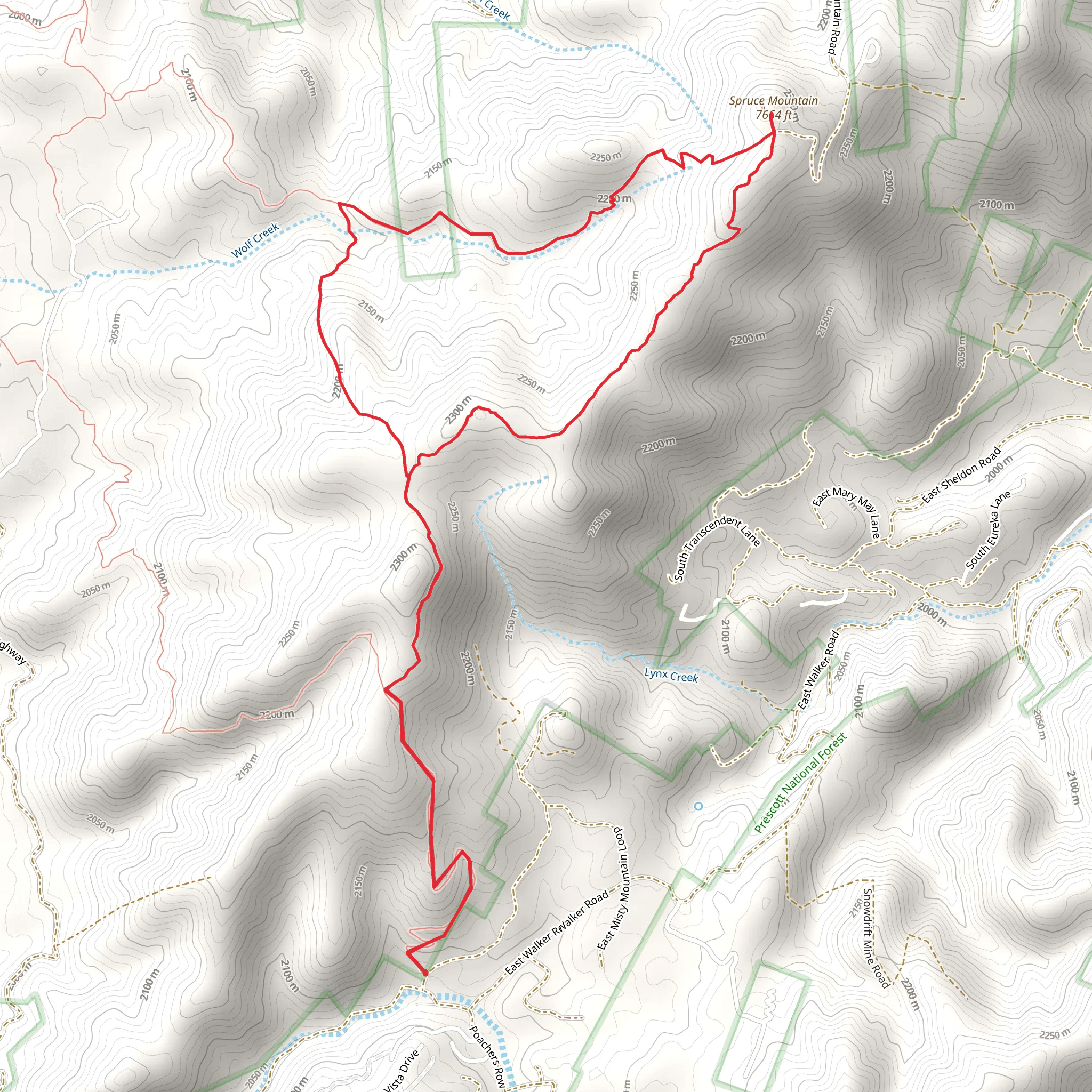 Spruce Mountain via Wolf Creek and Groom Creek Trail mobile static map
