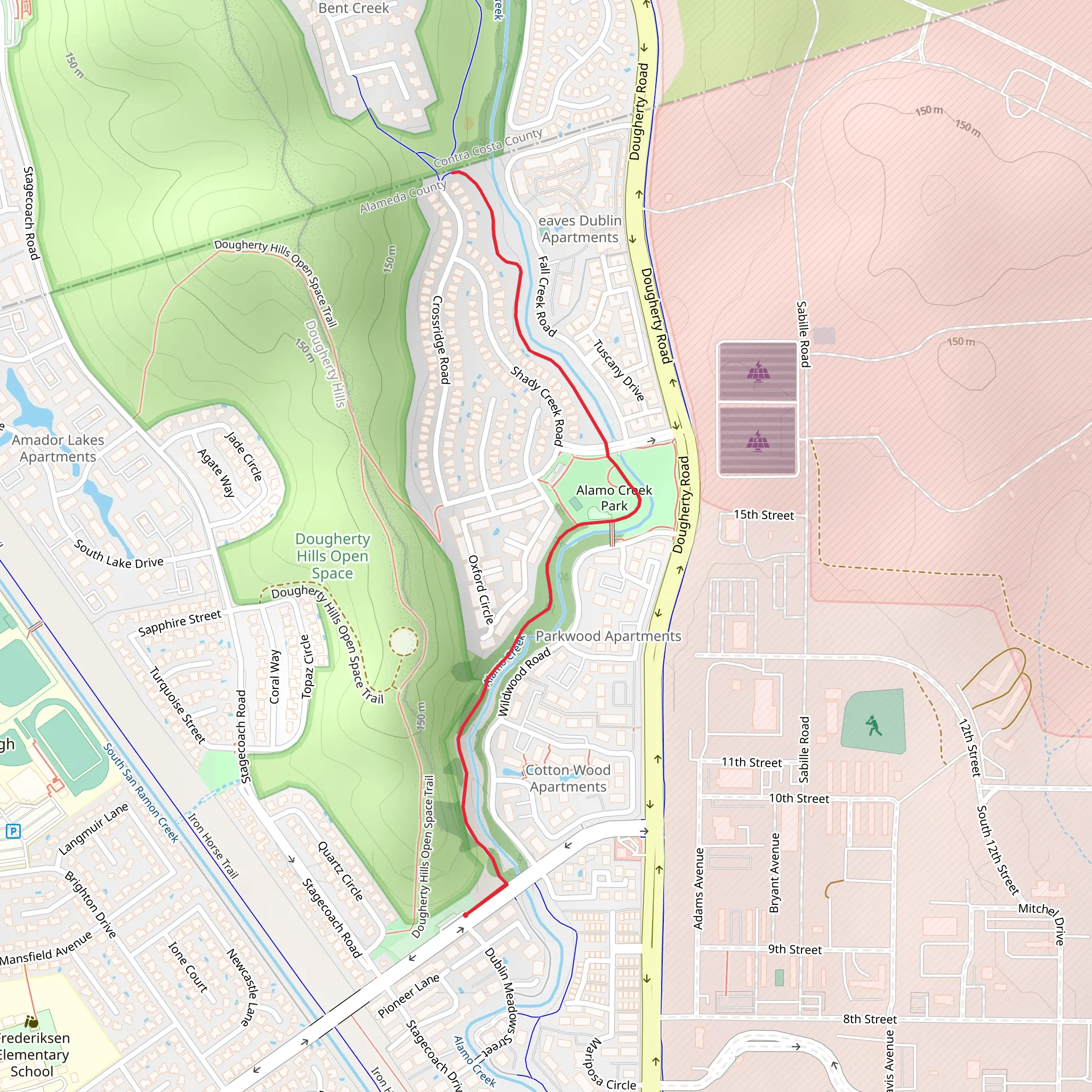 Walk along Alamo Creek from Amador Valley Boulevard mobile static map