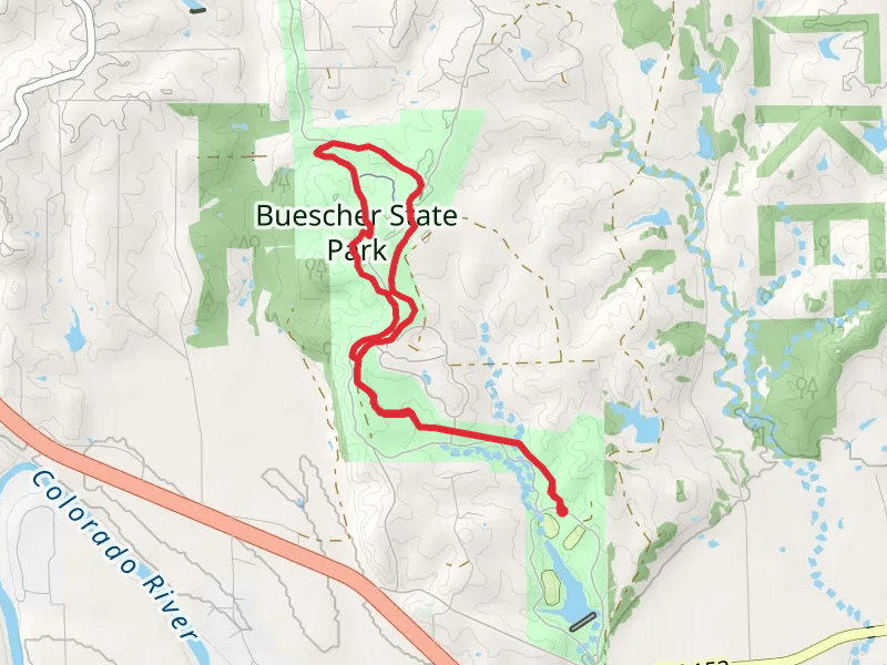 Buescher State Park via Winding Woodland Trail