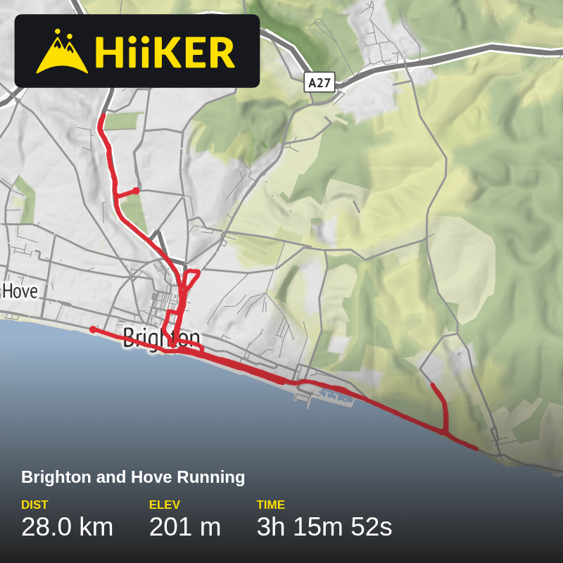 A map preview of the recording Brighton and Hove Running.