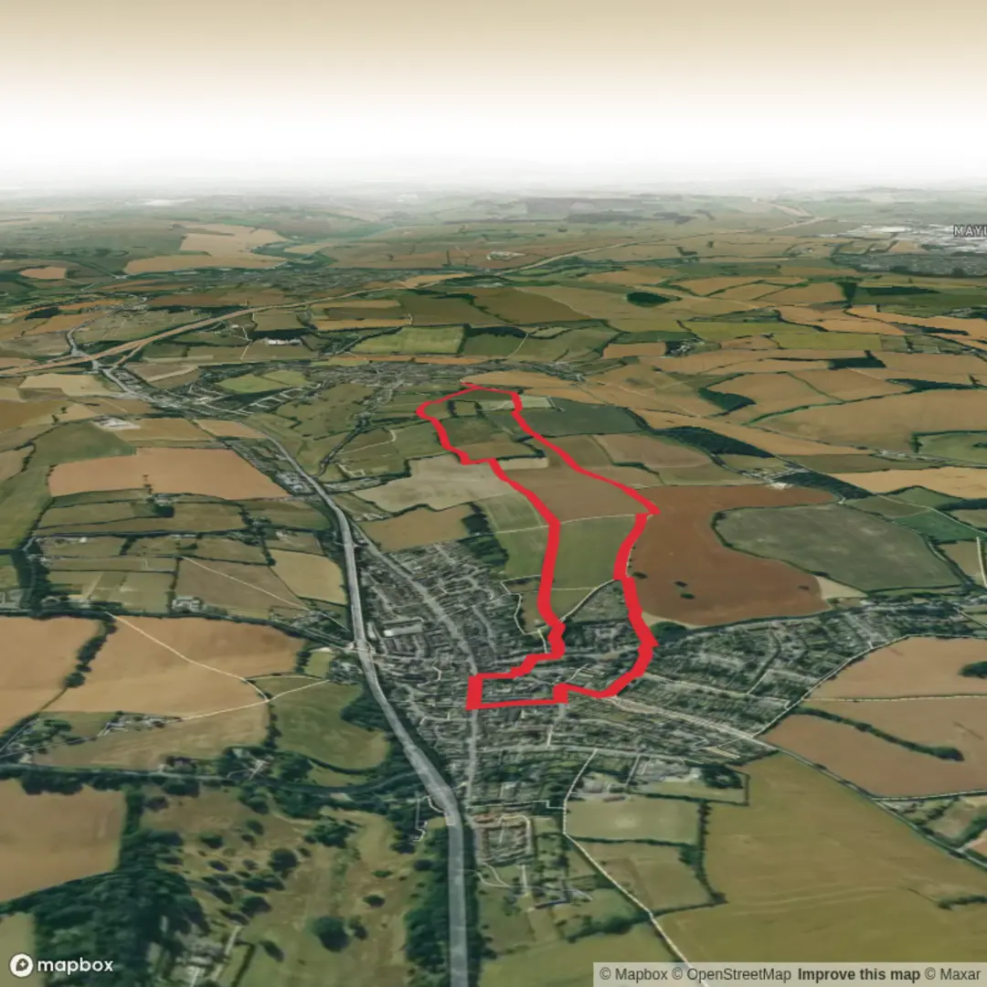 An image depicting the trail Flamstead to Markyate Noke. and its surrounding area.