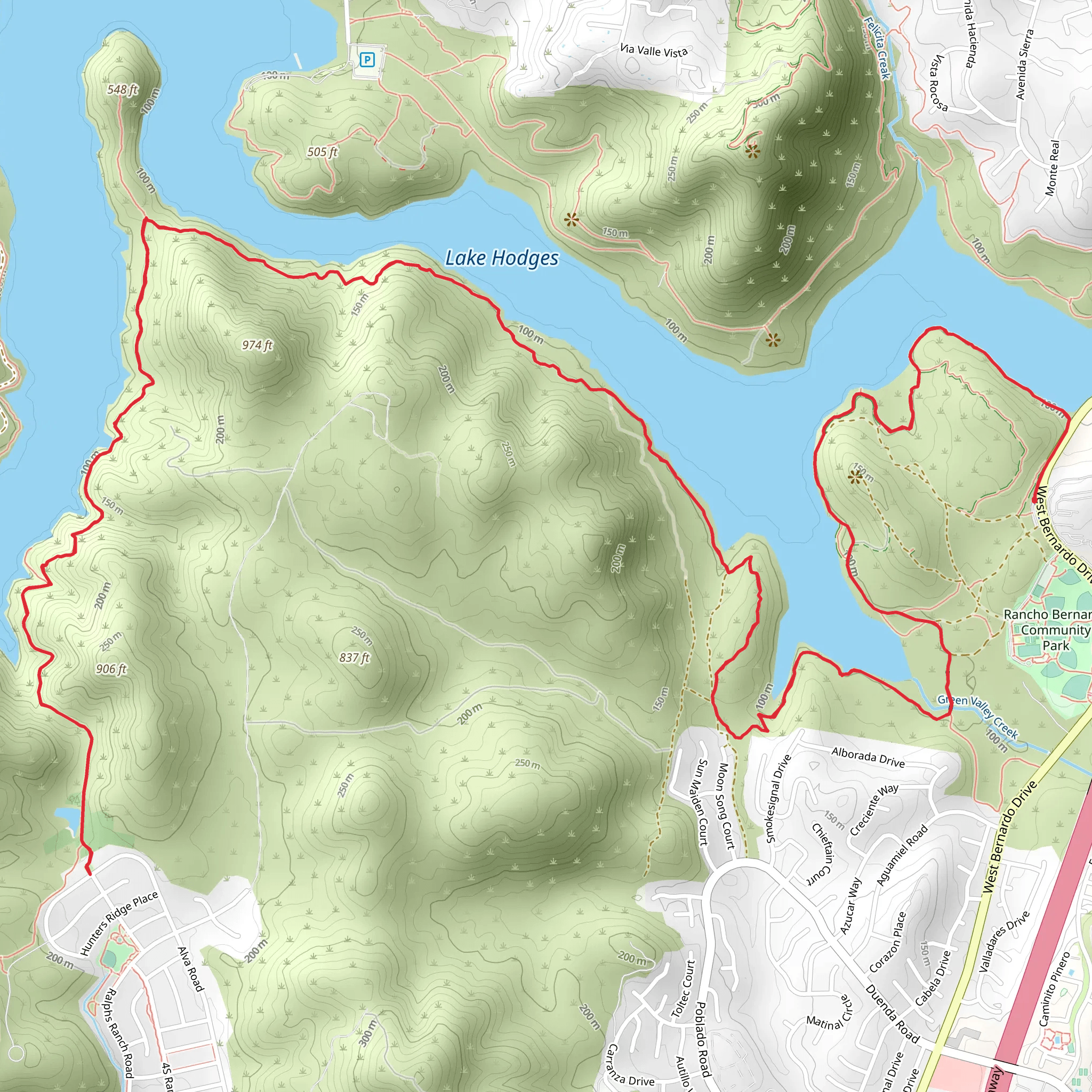 Lake Hodges South Shore Walk mobile static map