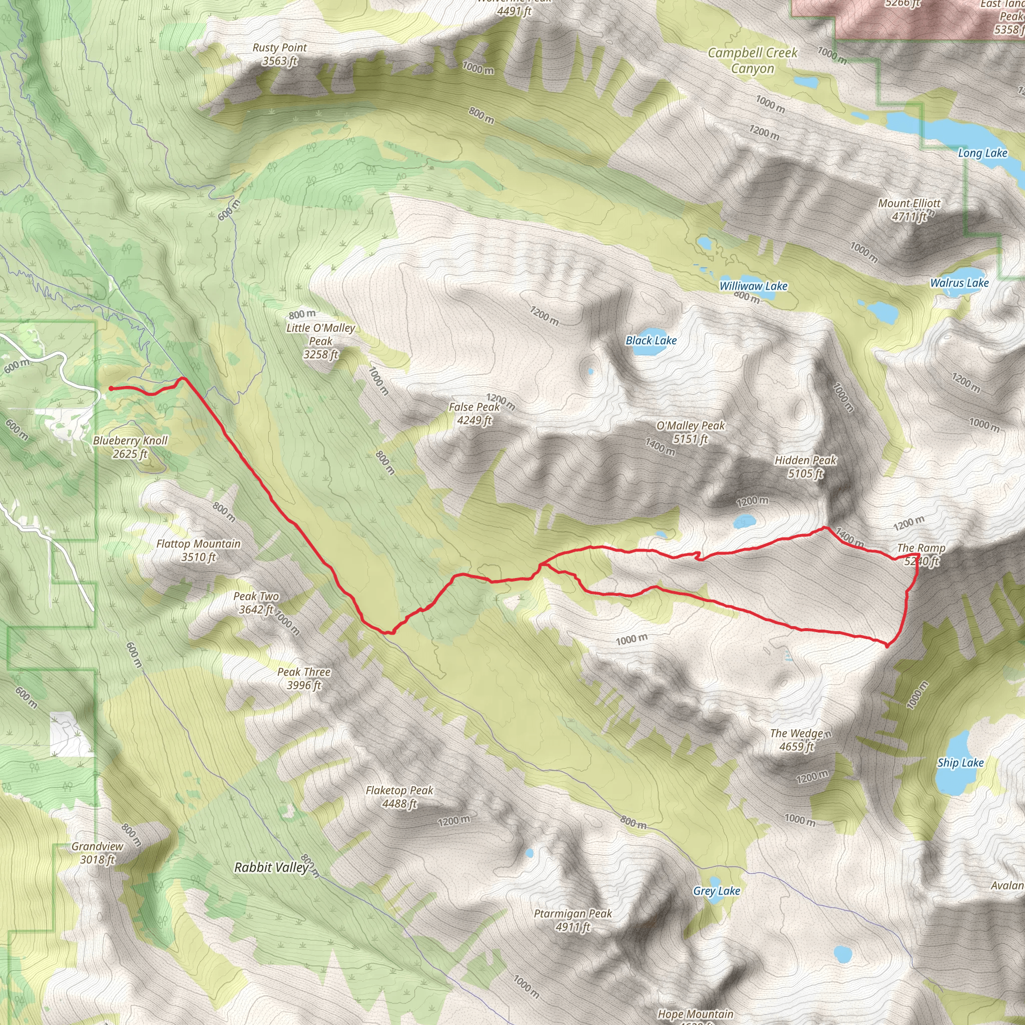 The Ramp Loop via Powerline Pass Trail mobile static map