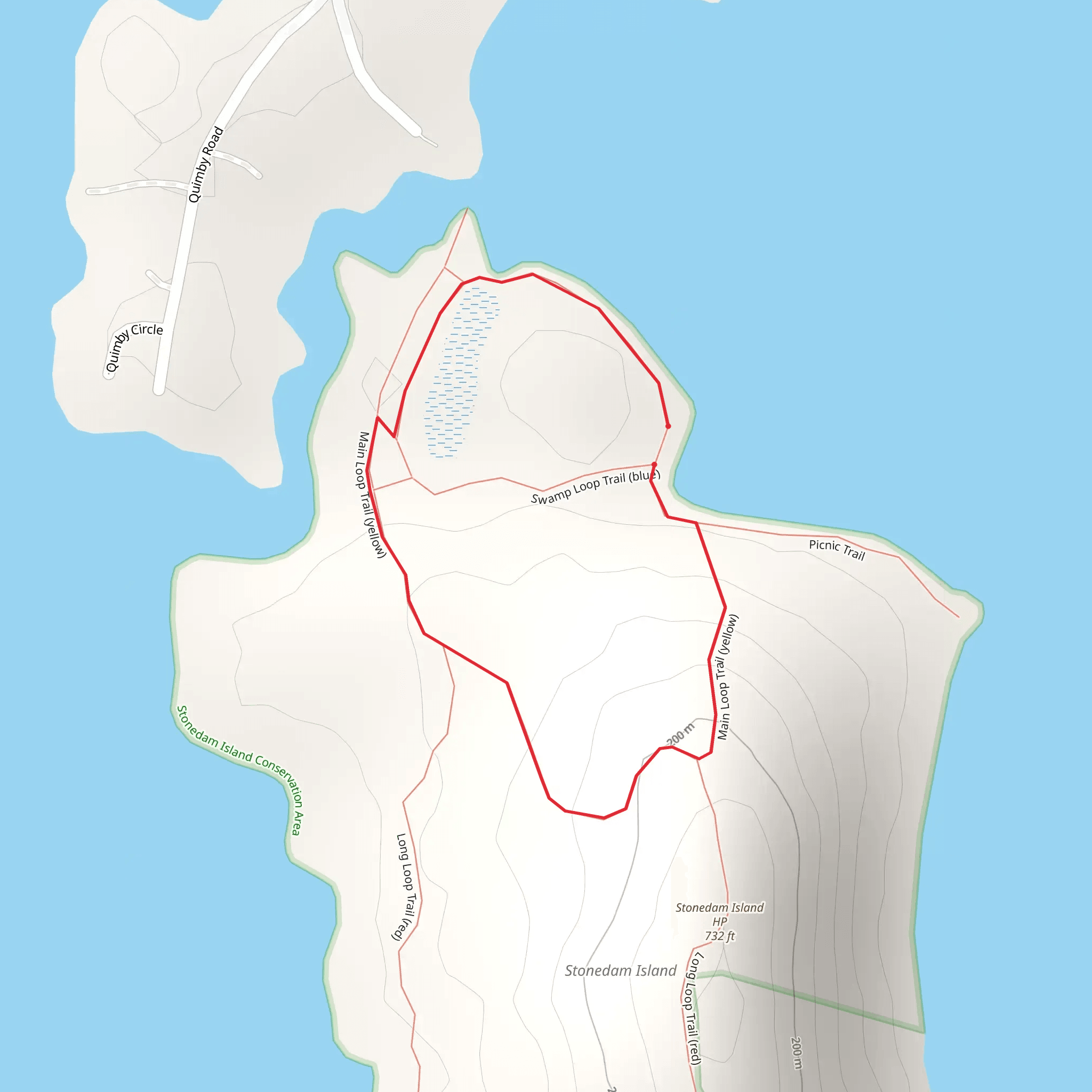 Stonedam Island HP - Main Loop Trail - Yellow mobile static map
