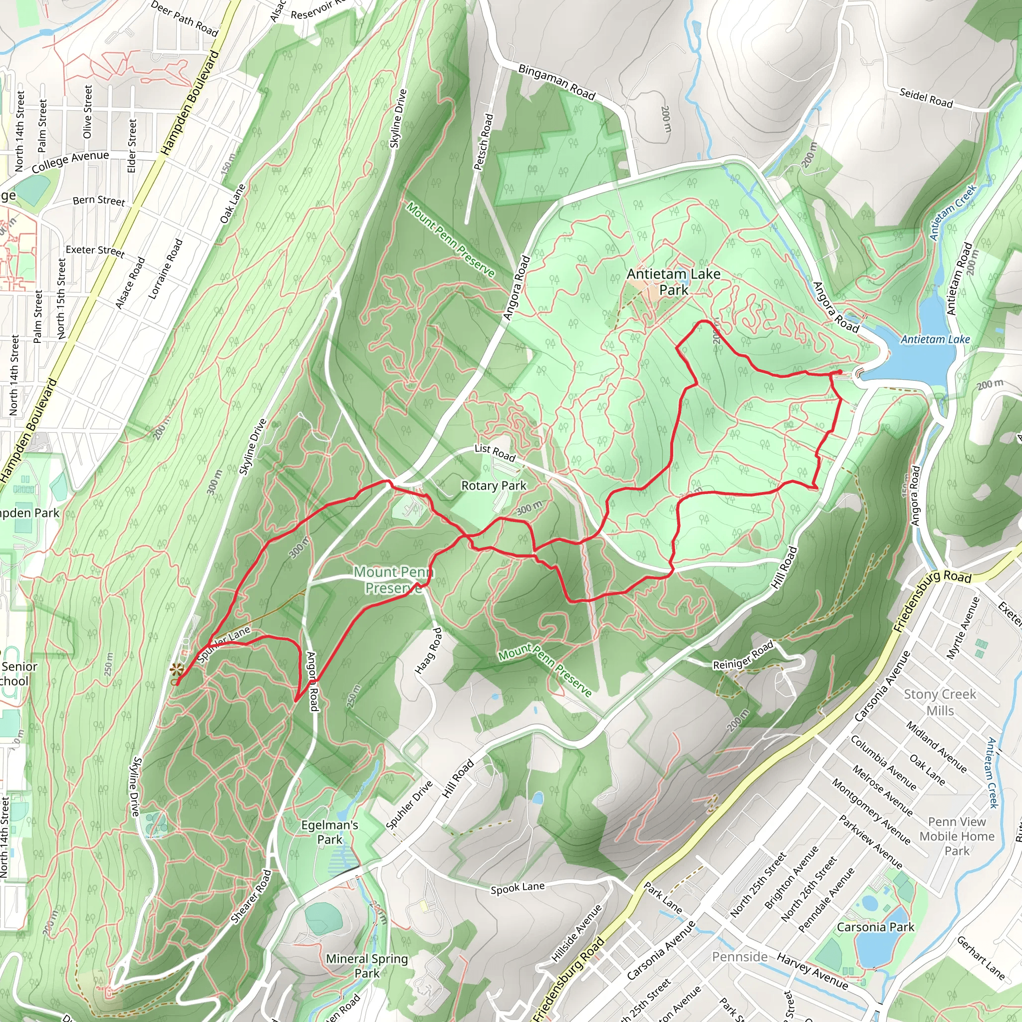 Mount Penn Loop via Ferndale Trail mobile static map