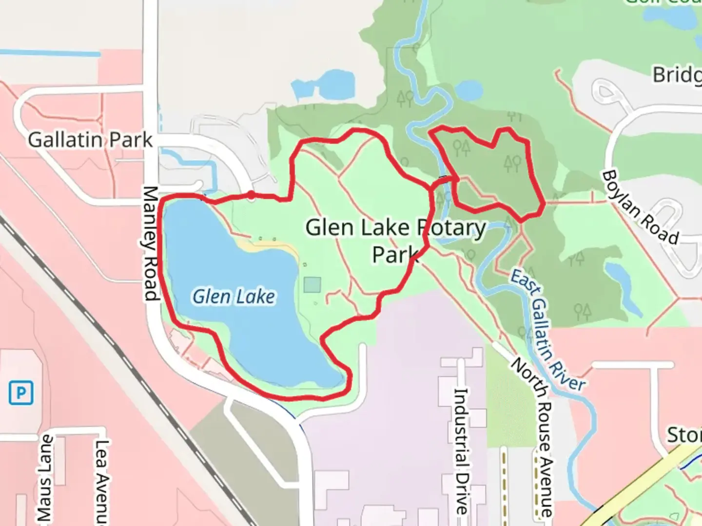 An image depicting the trail Glen Lake Rotary Park Loop and its surrounding area.