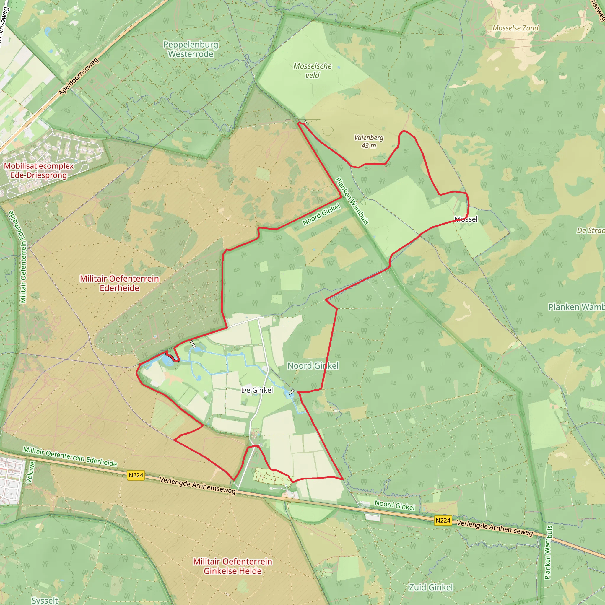 Kreelse Plas and Valenberg via Vogelpad mobile static map