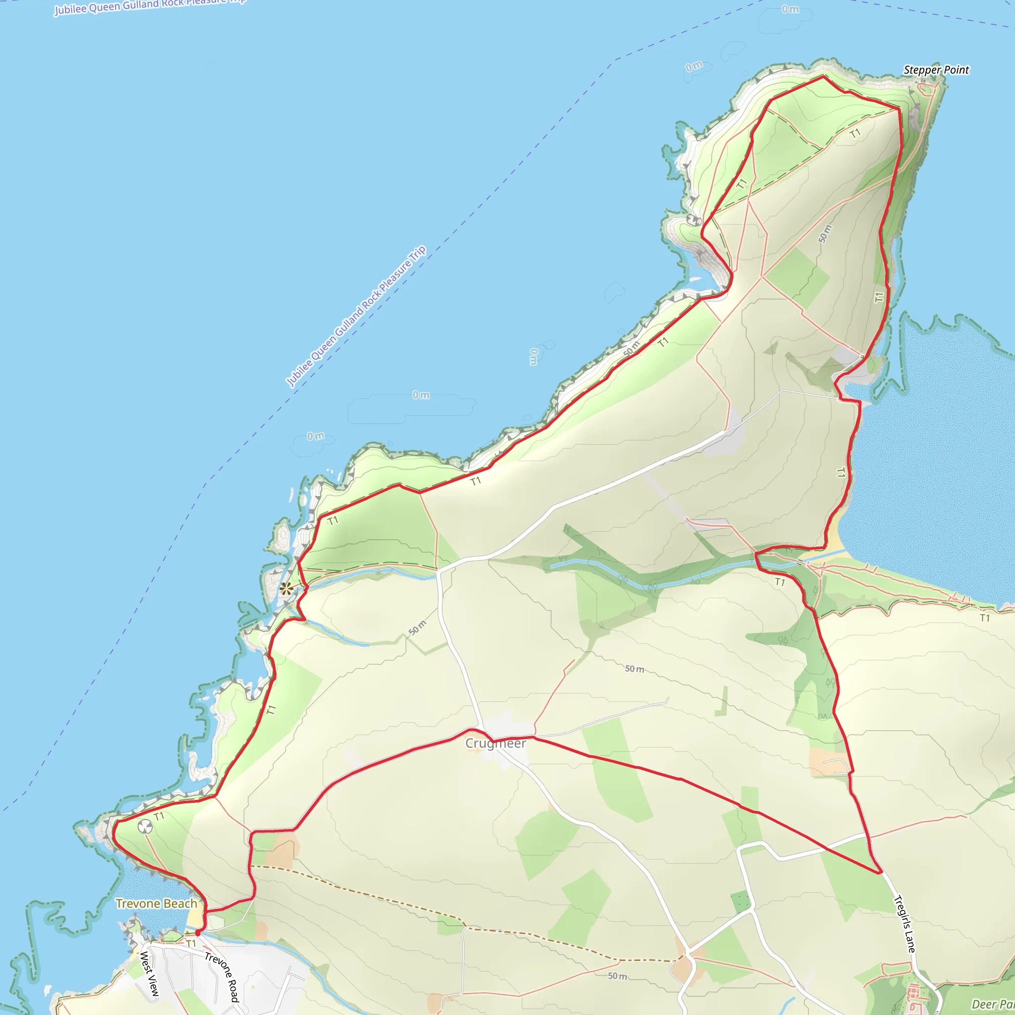 Stepper Point from Trevone Walk mobile static map
