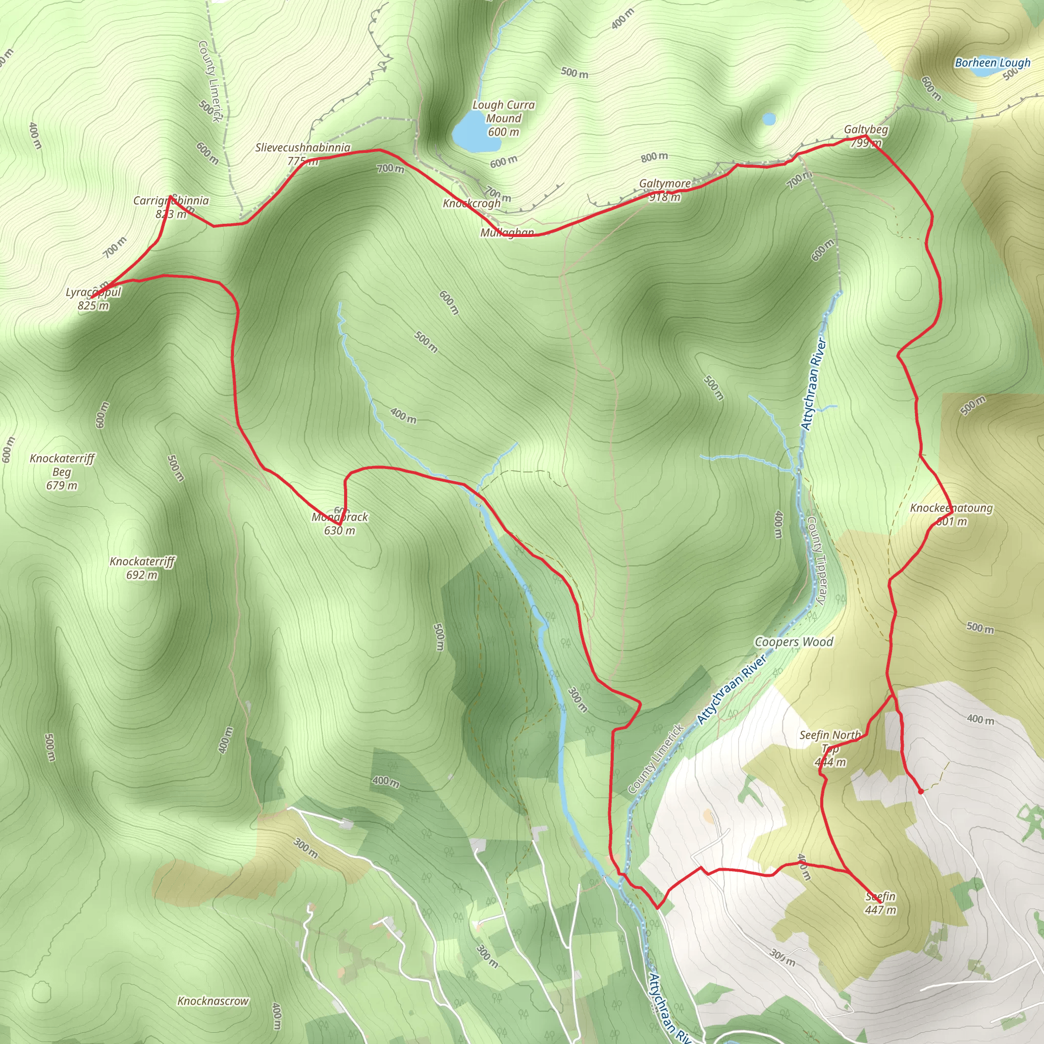 Galtymore and Lyracappul Loop mobile static map