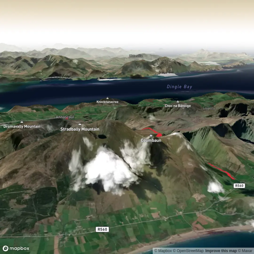 An image depicting the trail Annascaul Out & Back and its surrounding area.