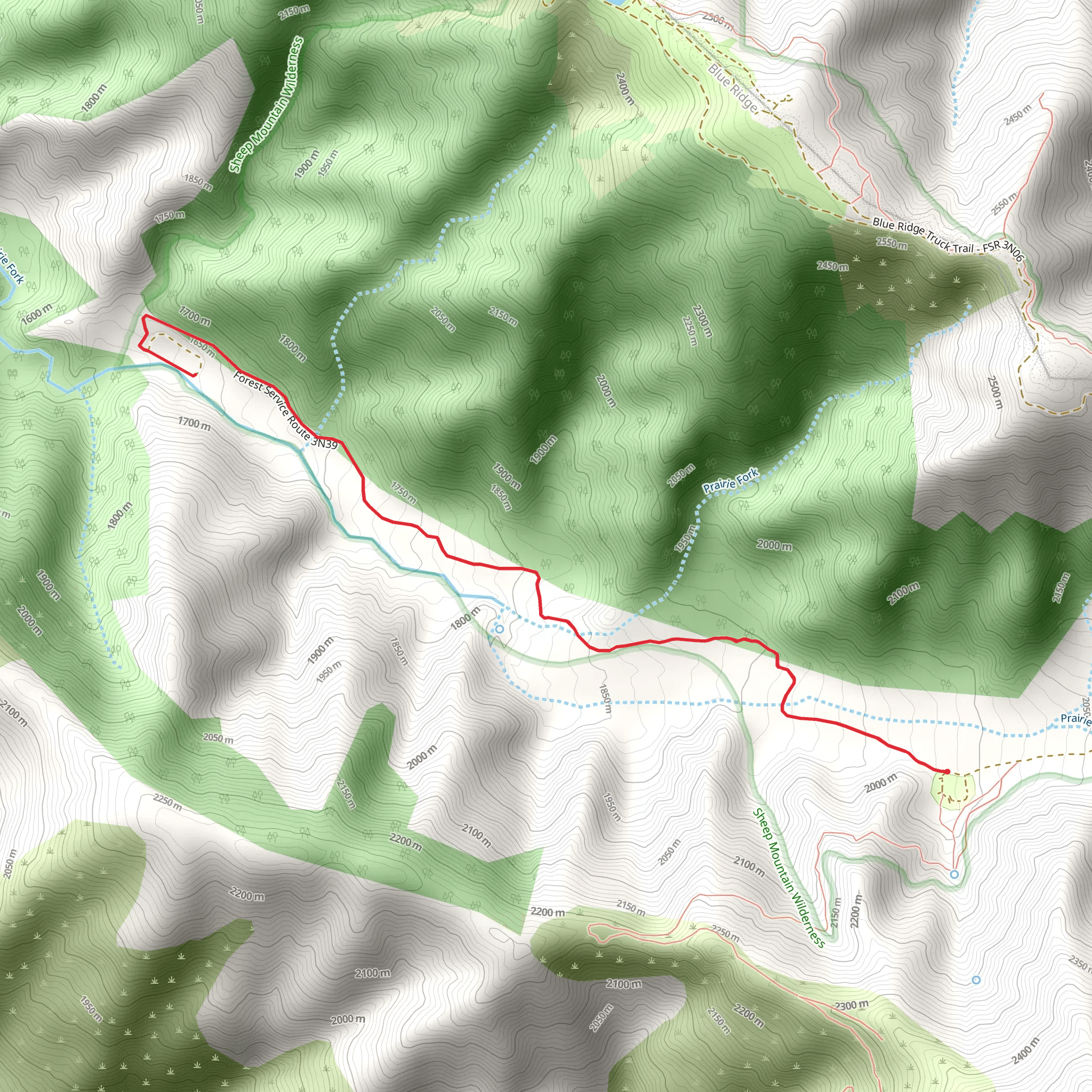 Cabin Flat via Prairie Fork mobile static map