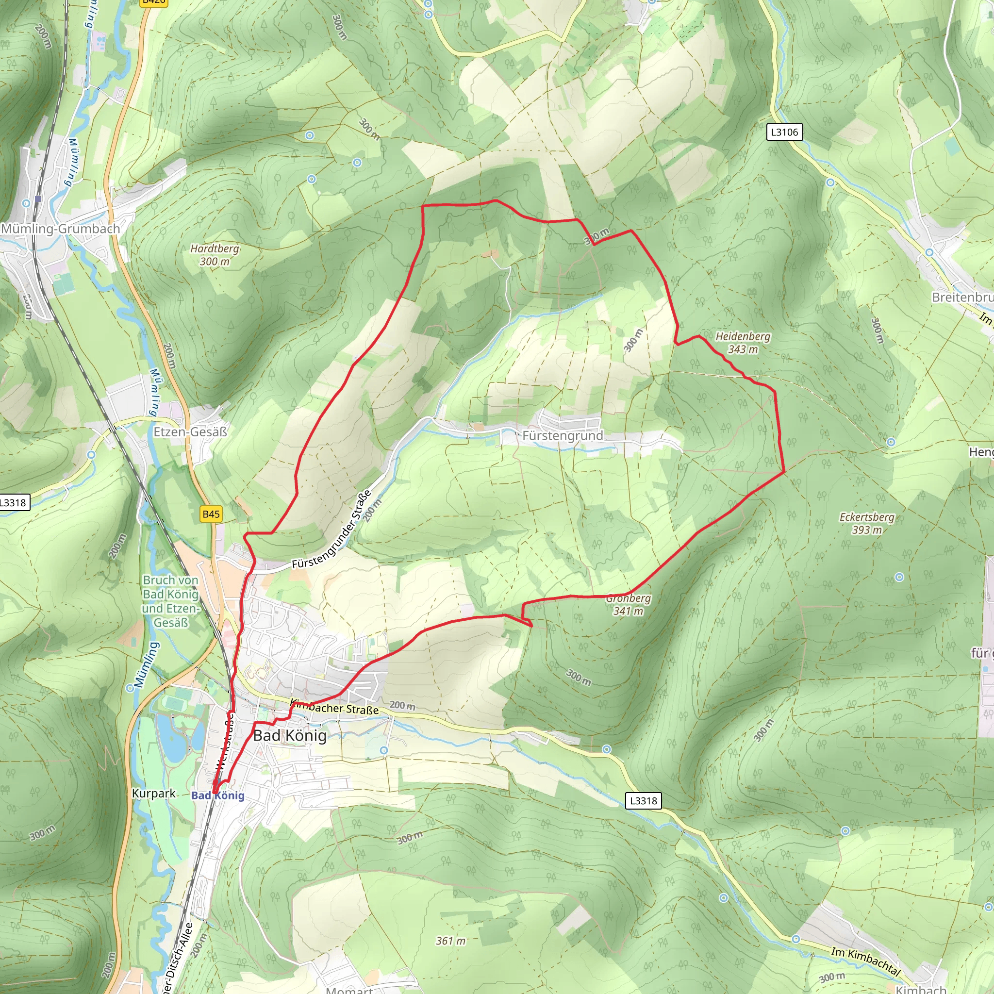 Fuerstengrund Runde and Hessenweg 2 mobile static map
