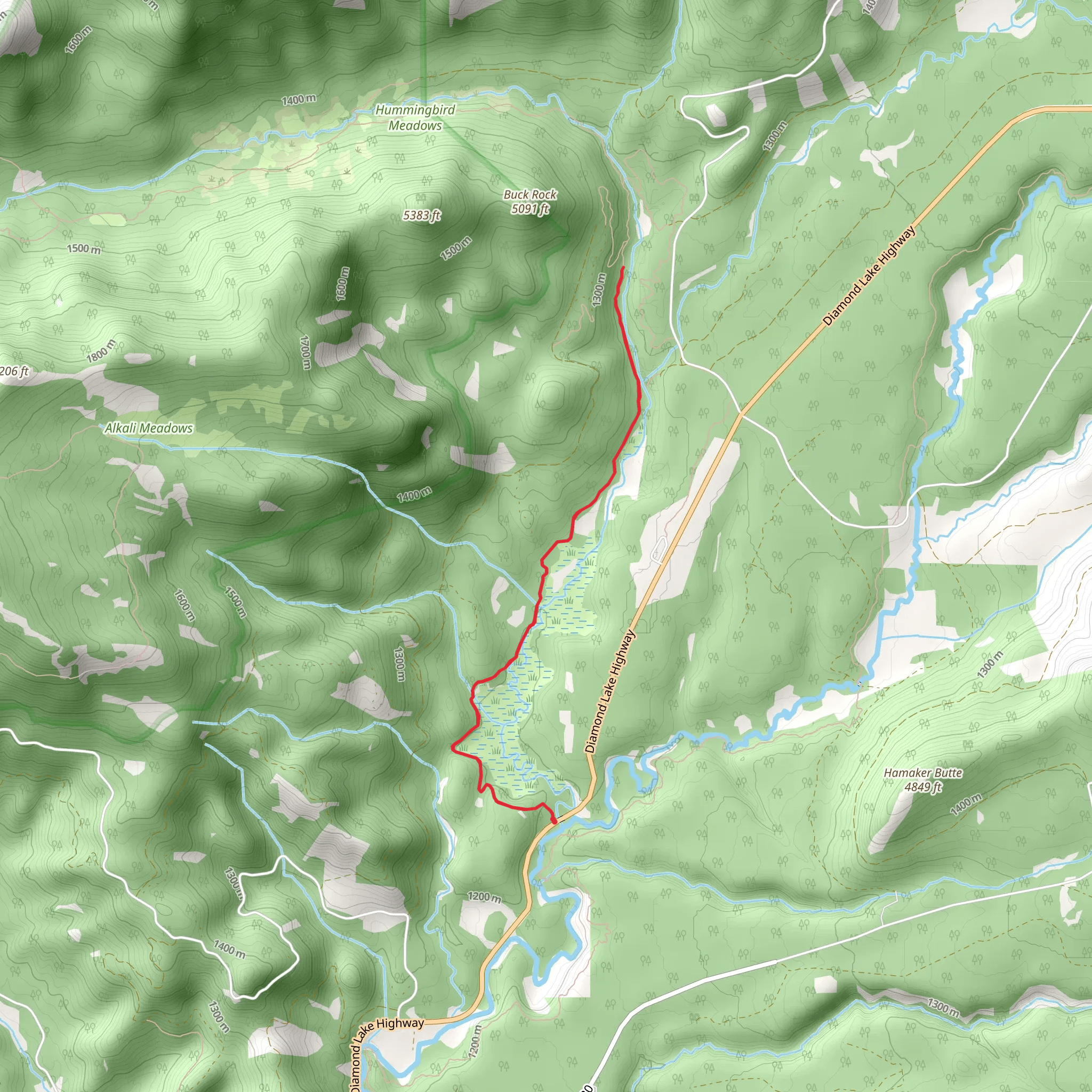 Muir Creek Out and Back mobile static map
