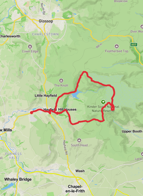 Hike on Hike from Hayfield mobile static map