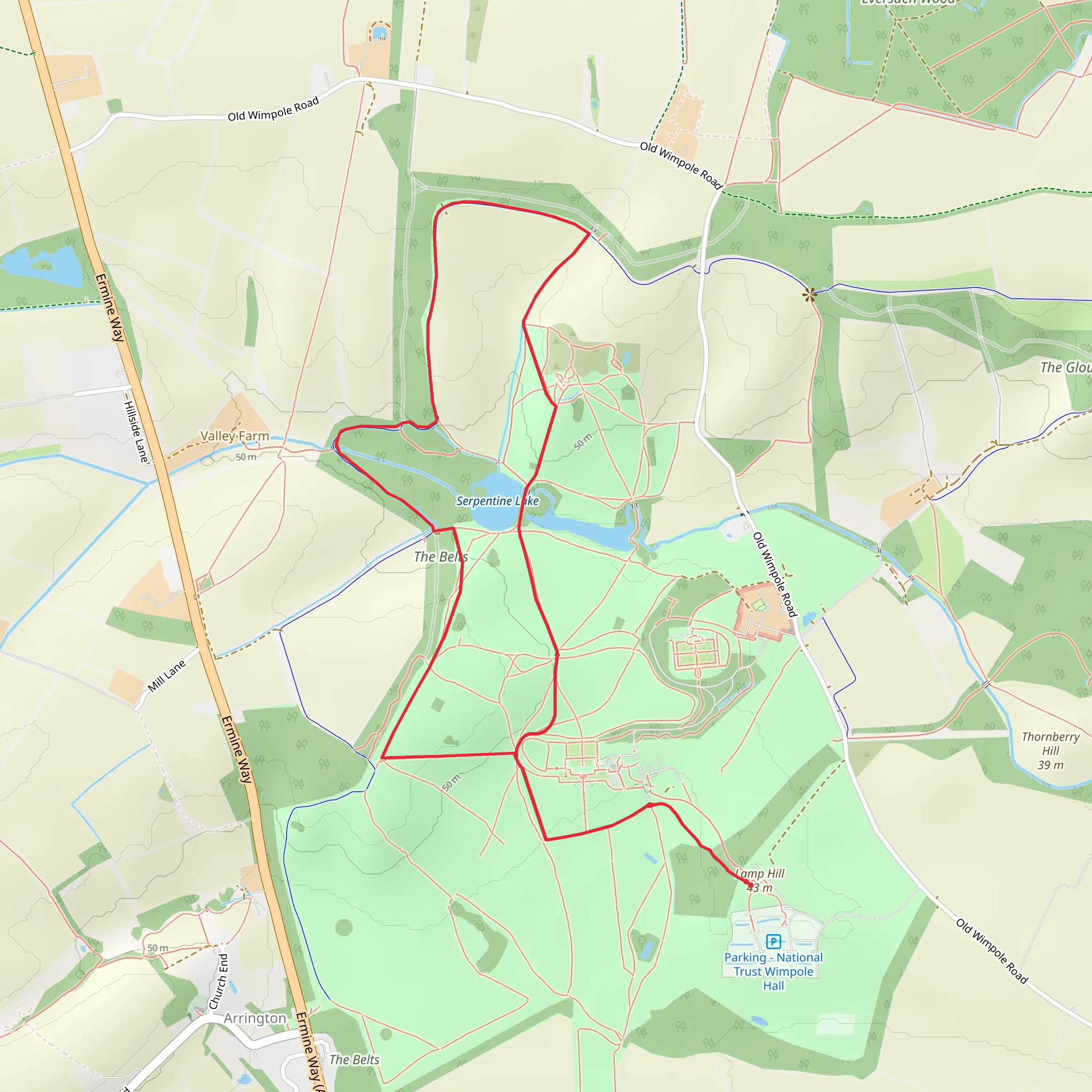 Wimpole Folly Walk - Wimpole Estate - Cambridgeshire mobile static map