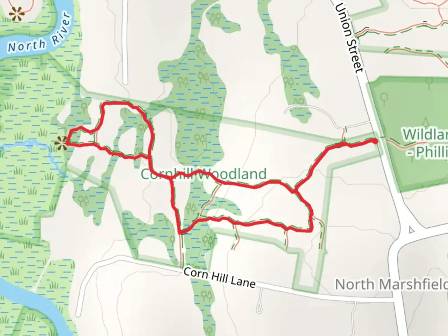An image depicting the trail North River Loop and its surrounding area.