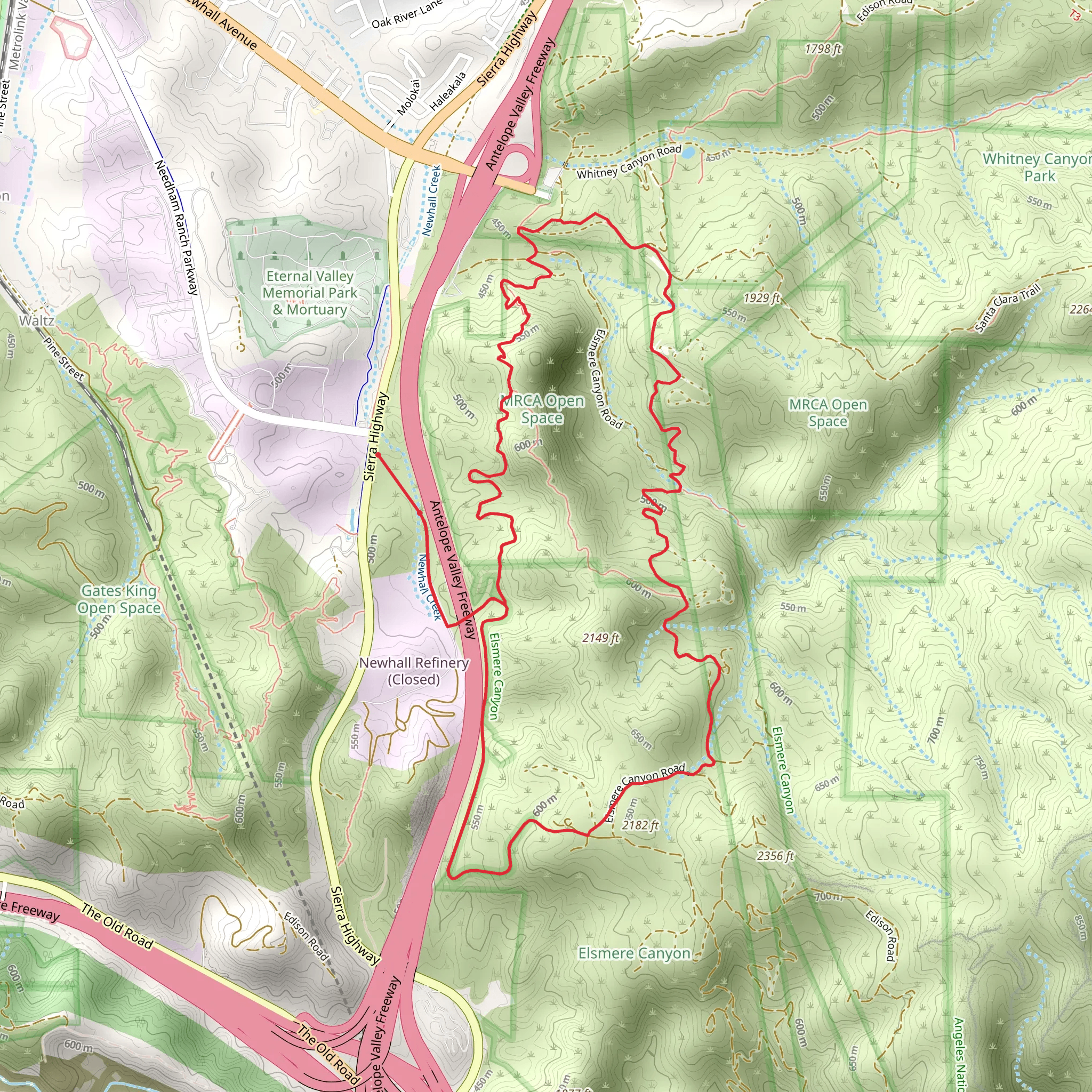 Oil Well and Elsmere Canyon Road Loop mobile static map