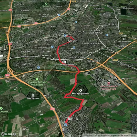 Bunnik to Utrecht Centraal via Waterliniepad and Kromme Rijnpad