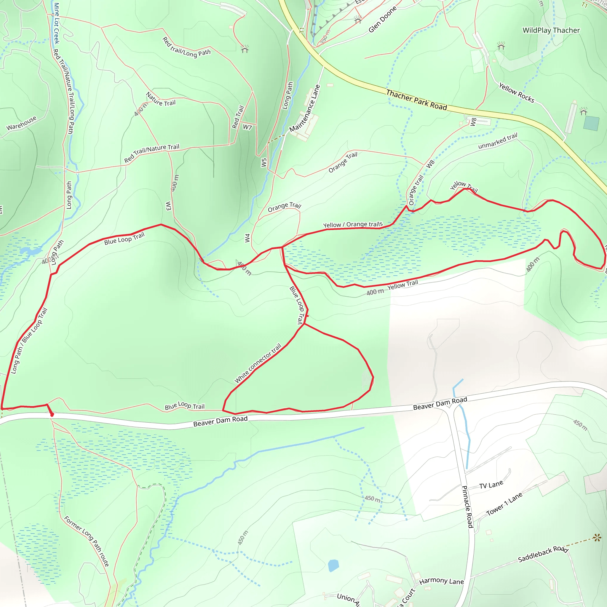 Blue Loop Trail - Beaver Dam Road mobile static map