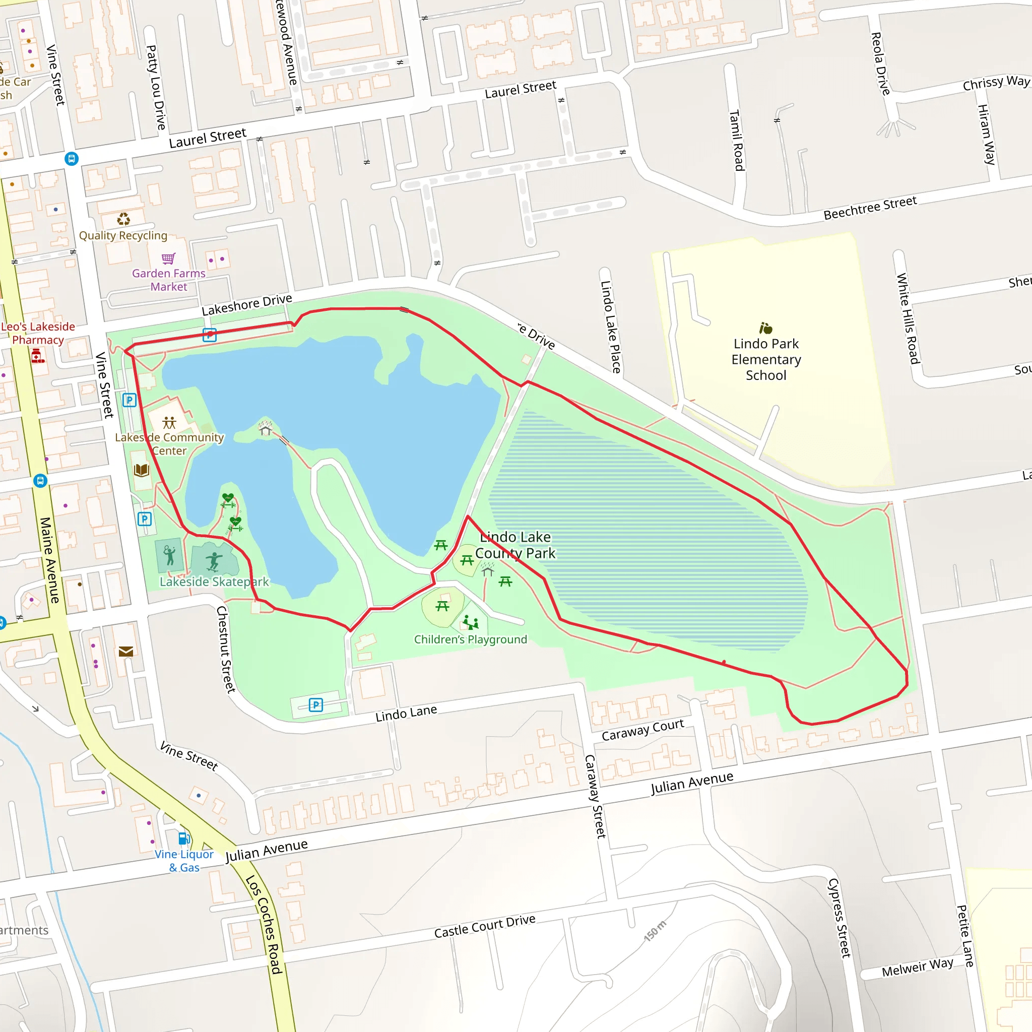 Lindo Lake County Park Loop mobile static map