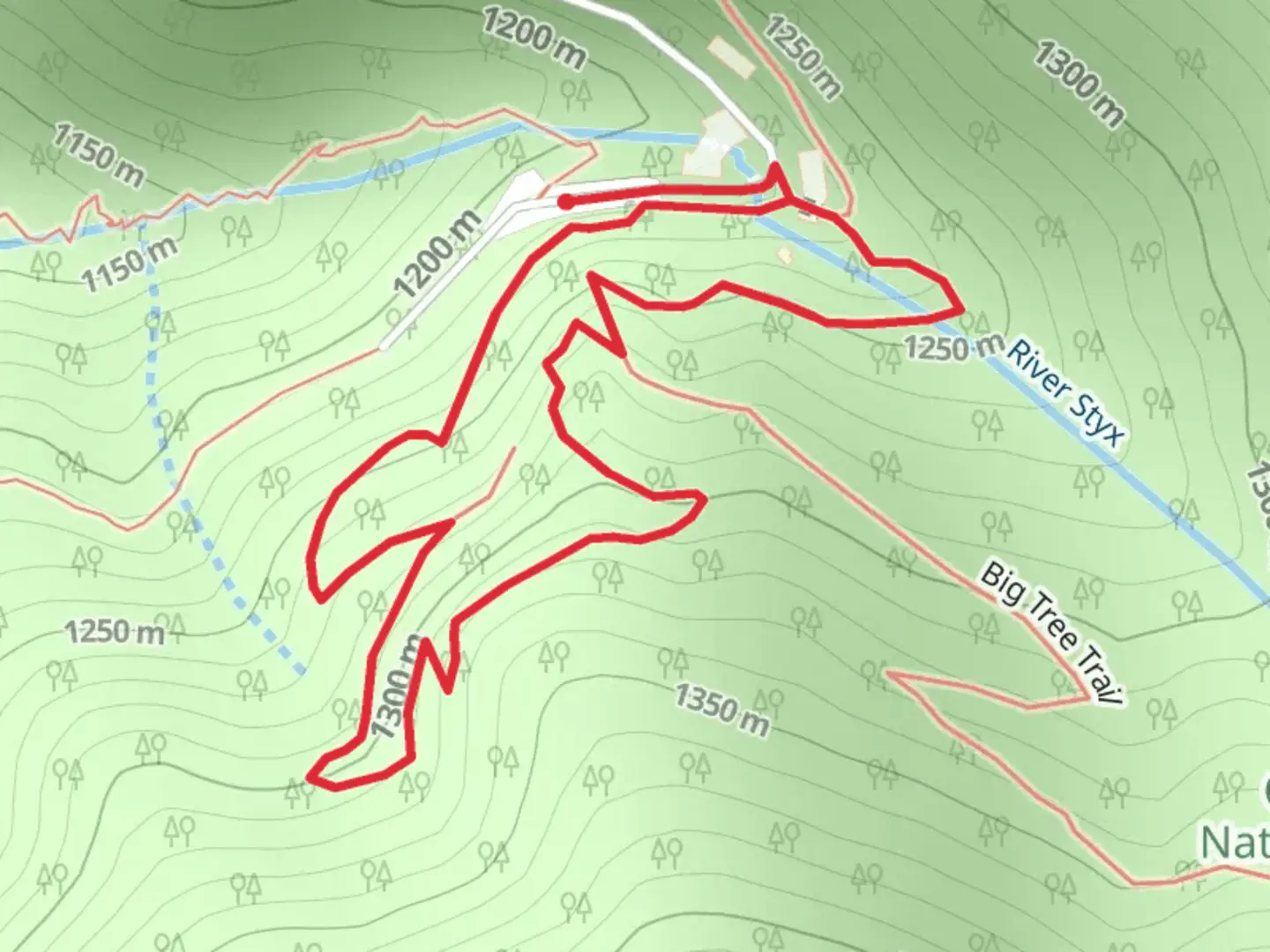 An image depicting the trail Oregon Caves Chateau - Cliff Nature Trail and its surrounding area.
