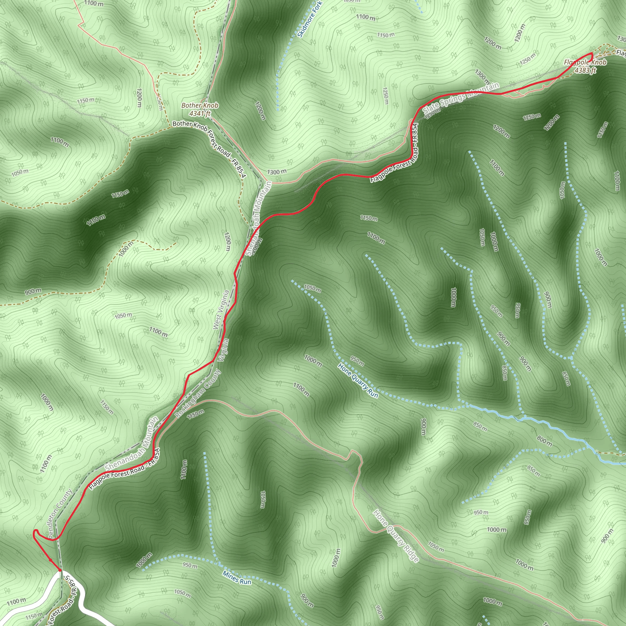 Slate Springs Mountain Trail mobile static map