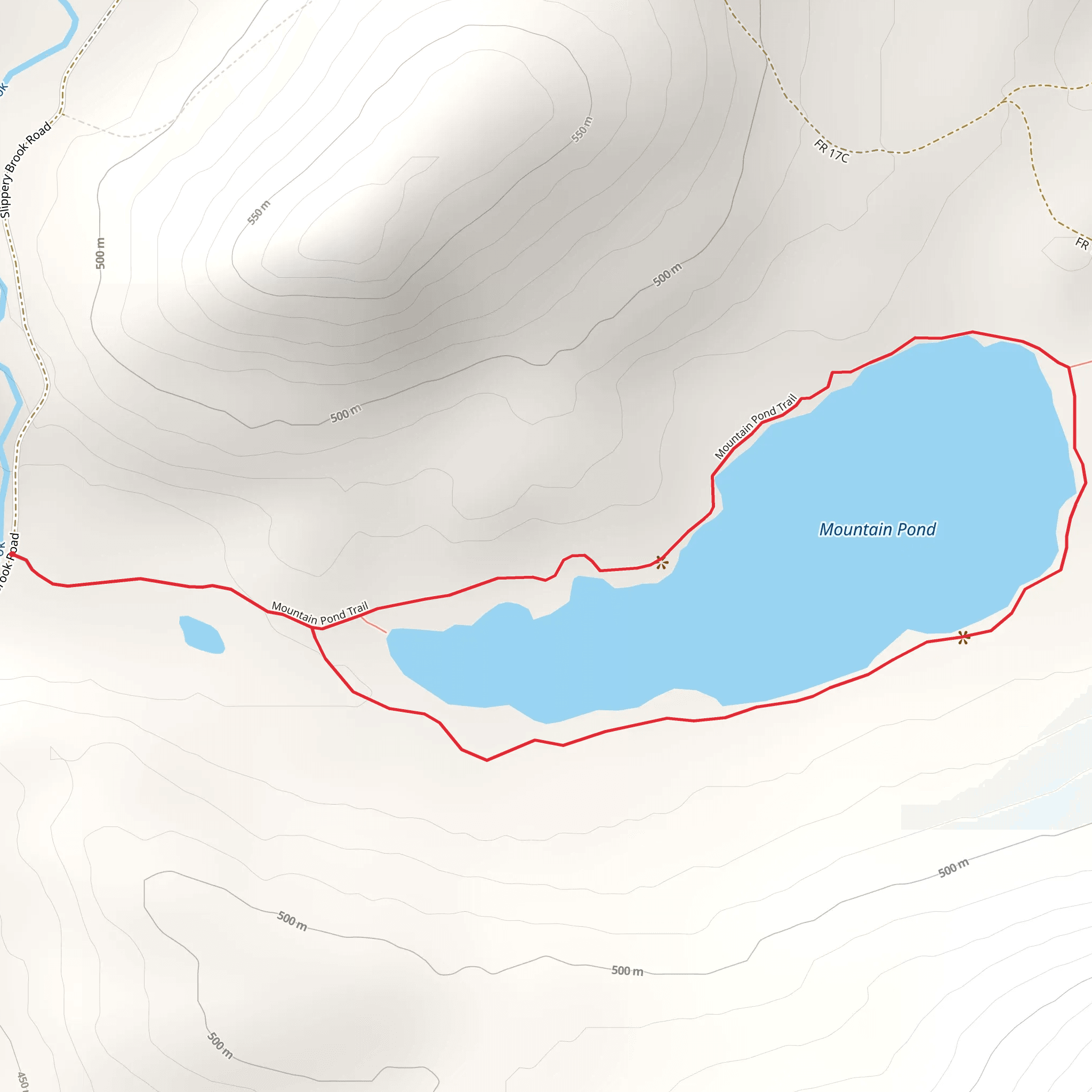 Mountain Pond Loop Trail from Slippery Brook Road mobile static map