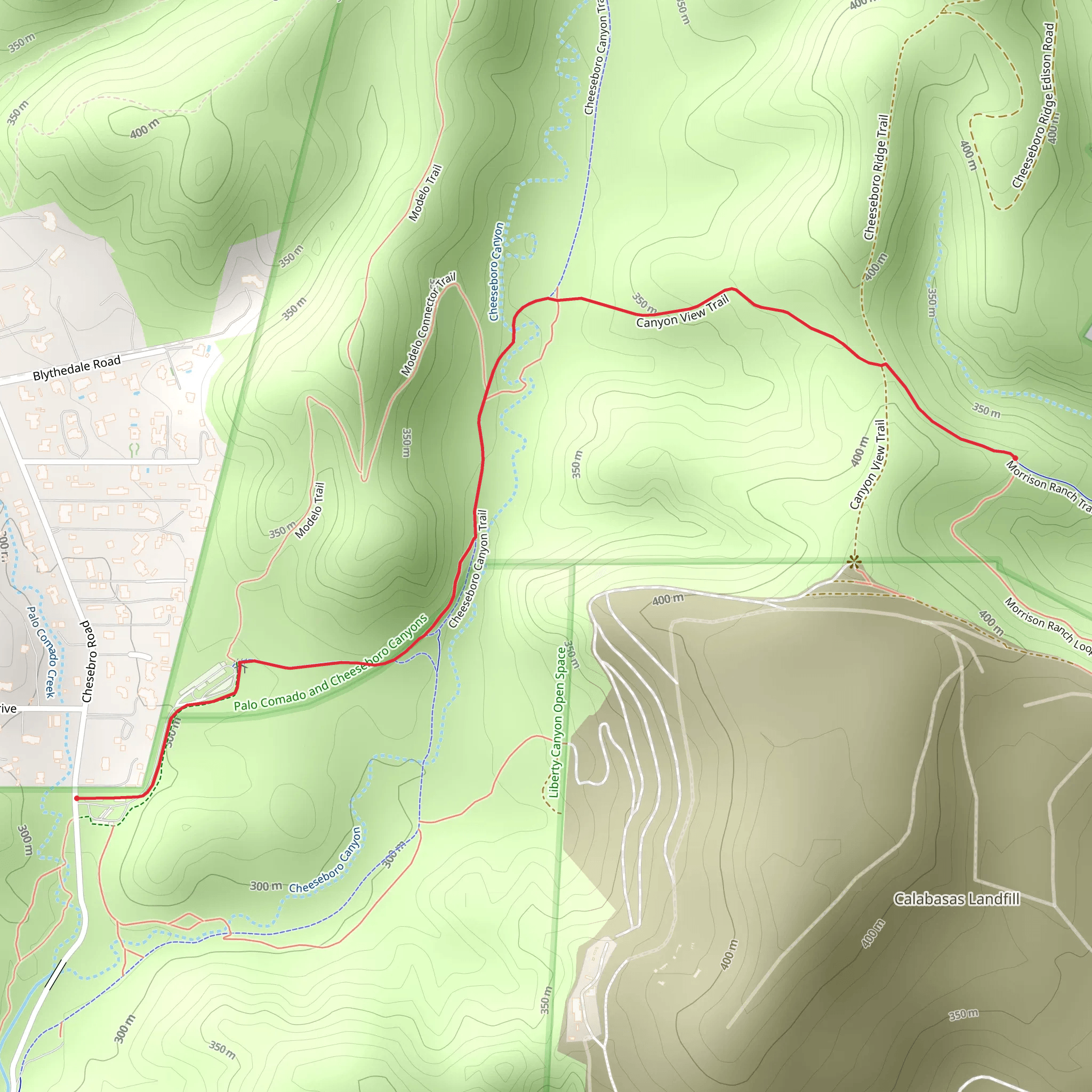 Cheeseboro Canyon Trail and Morrison Ranch Trail mobile static map