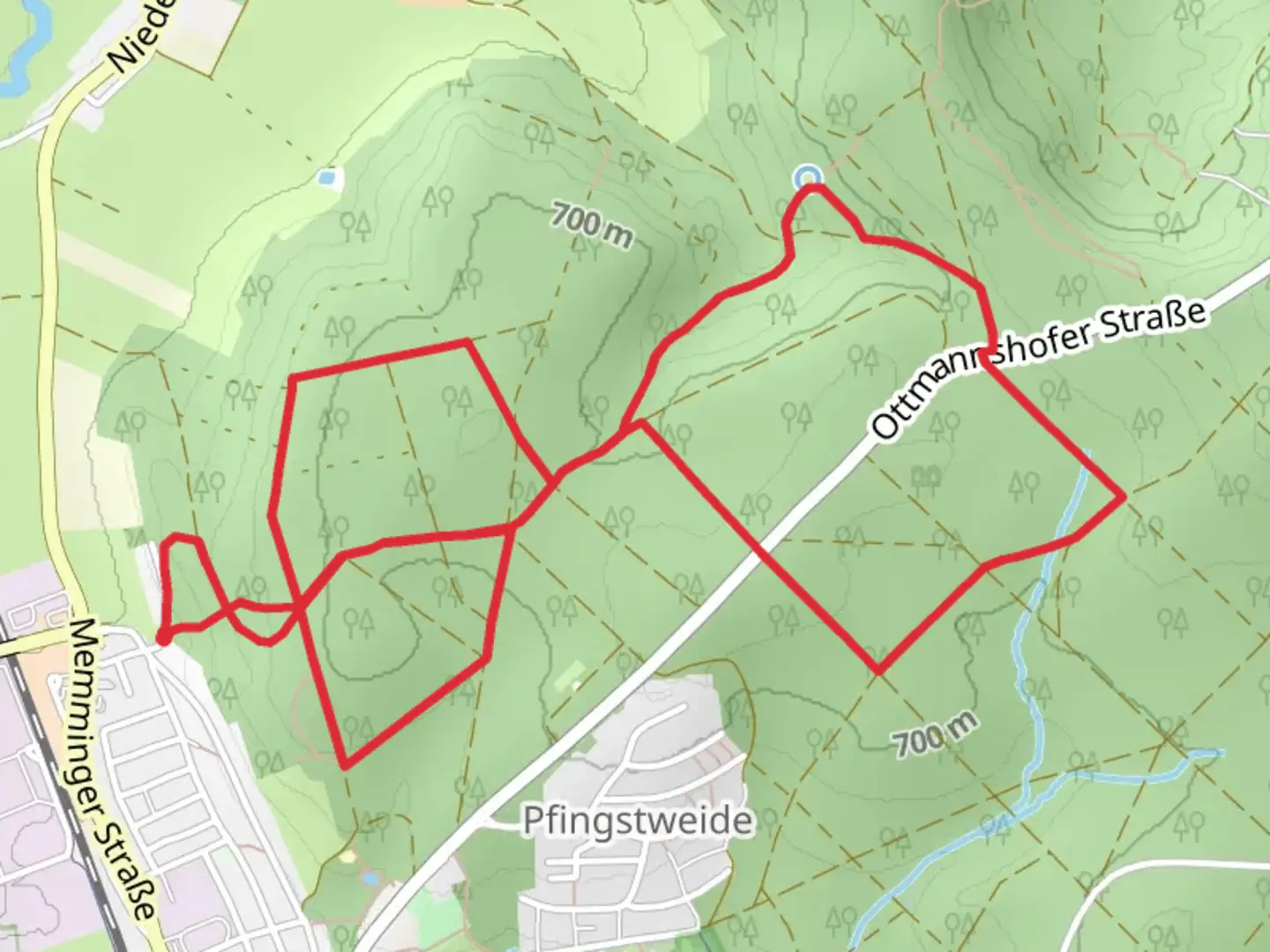 An image depicting the trail Futterhaus Loop and its surrounding area.
