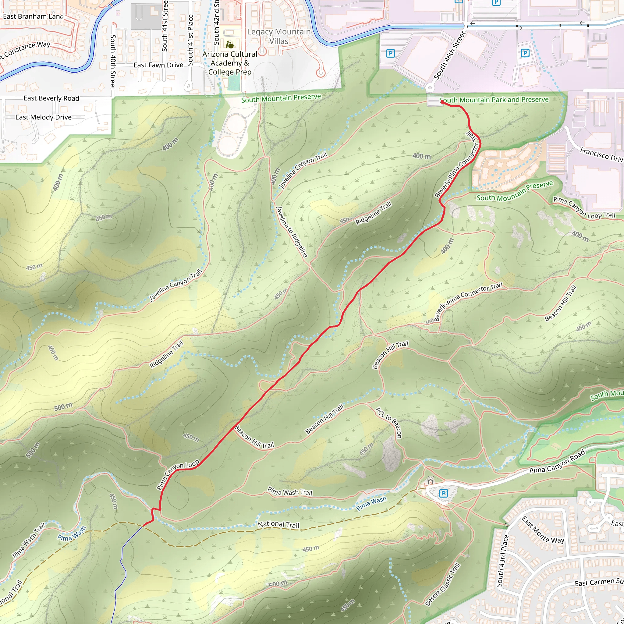 Beverly Canyon Trail mobile static map